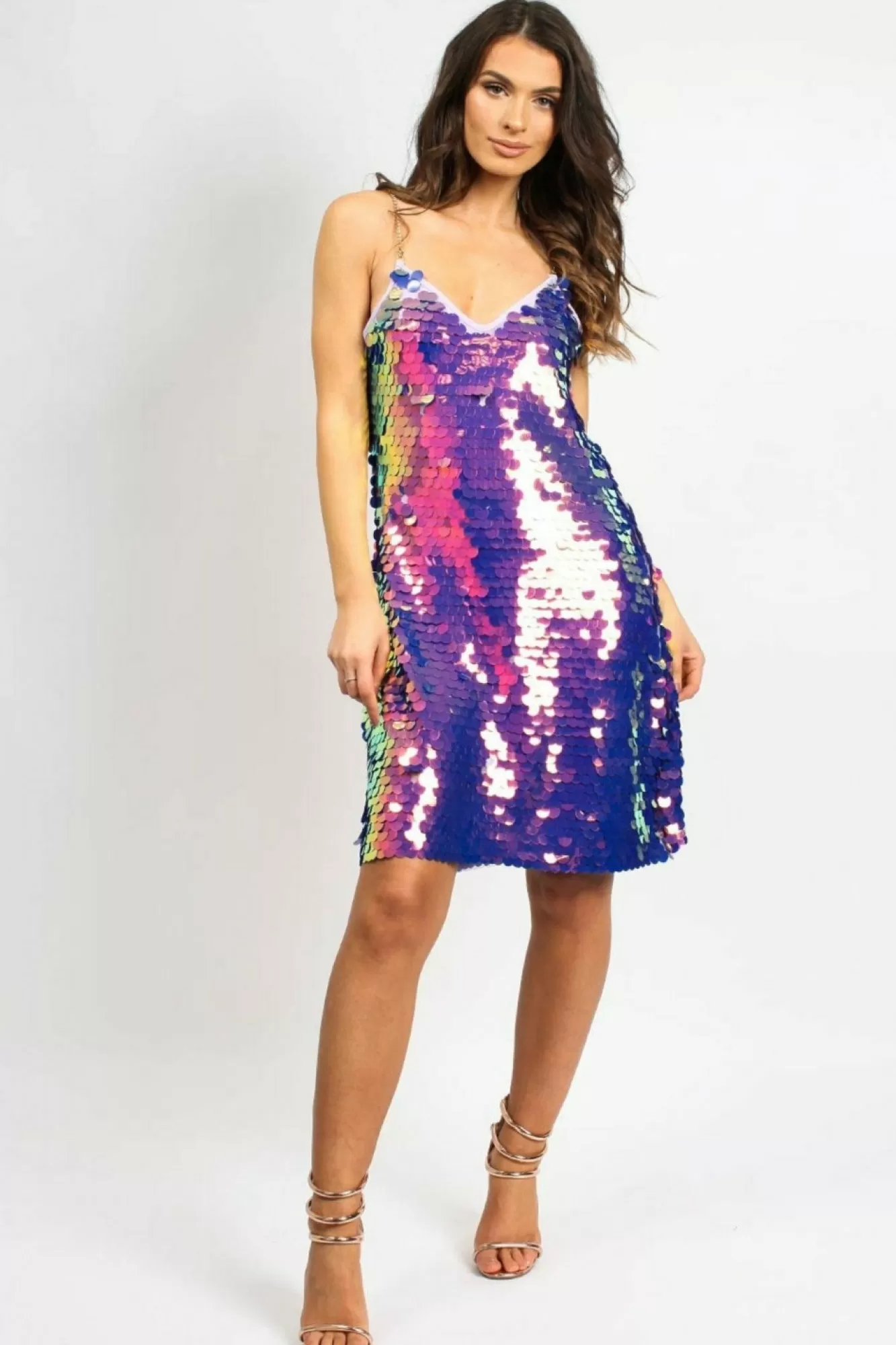 Mini Dresses^Aftershock London Multi Disc Sequin Cami Dress Multicolor