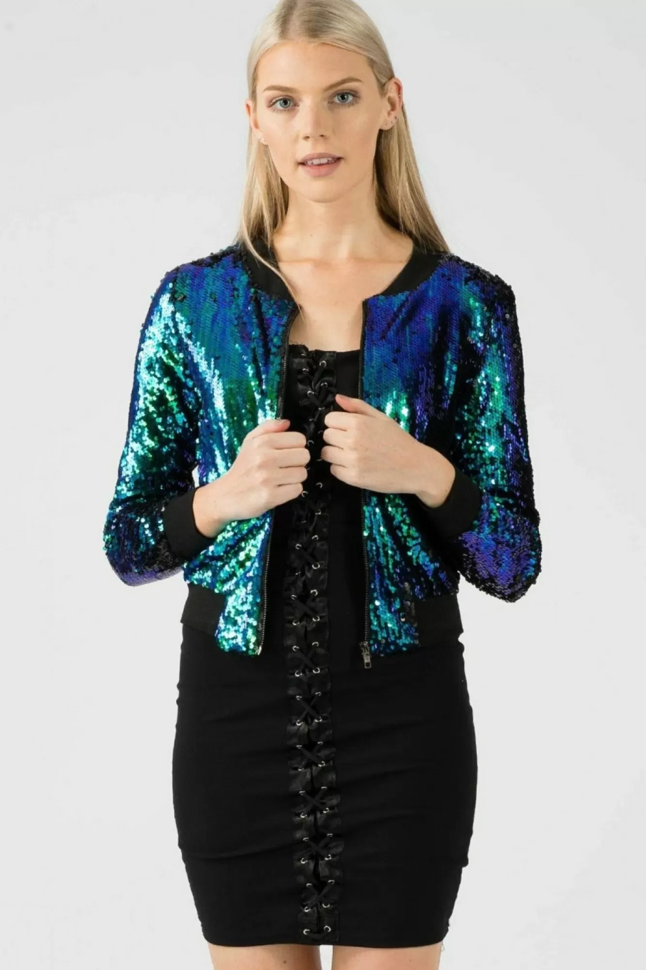 Outerwear^Aftershock London Sequin Bomber Jacket Green