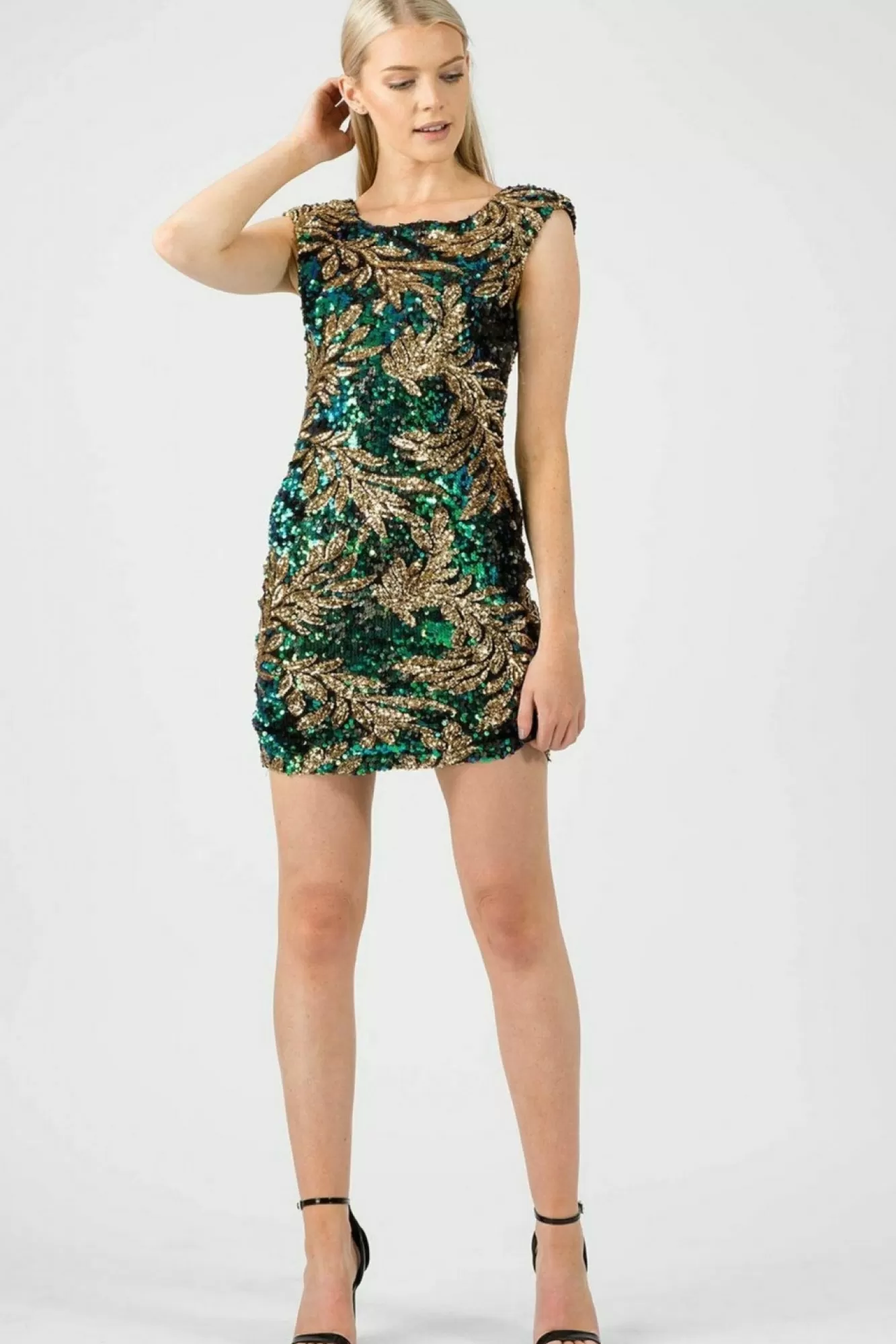 Mini Dresses^Aftershock London Sequin Leaf Bodycon Dress Green