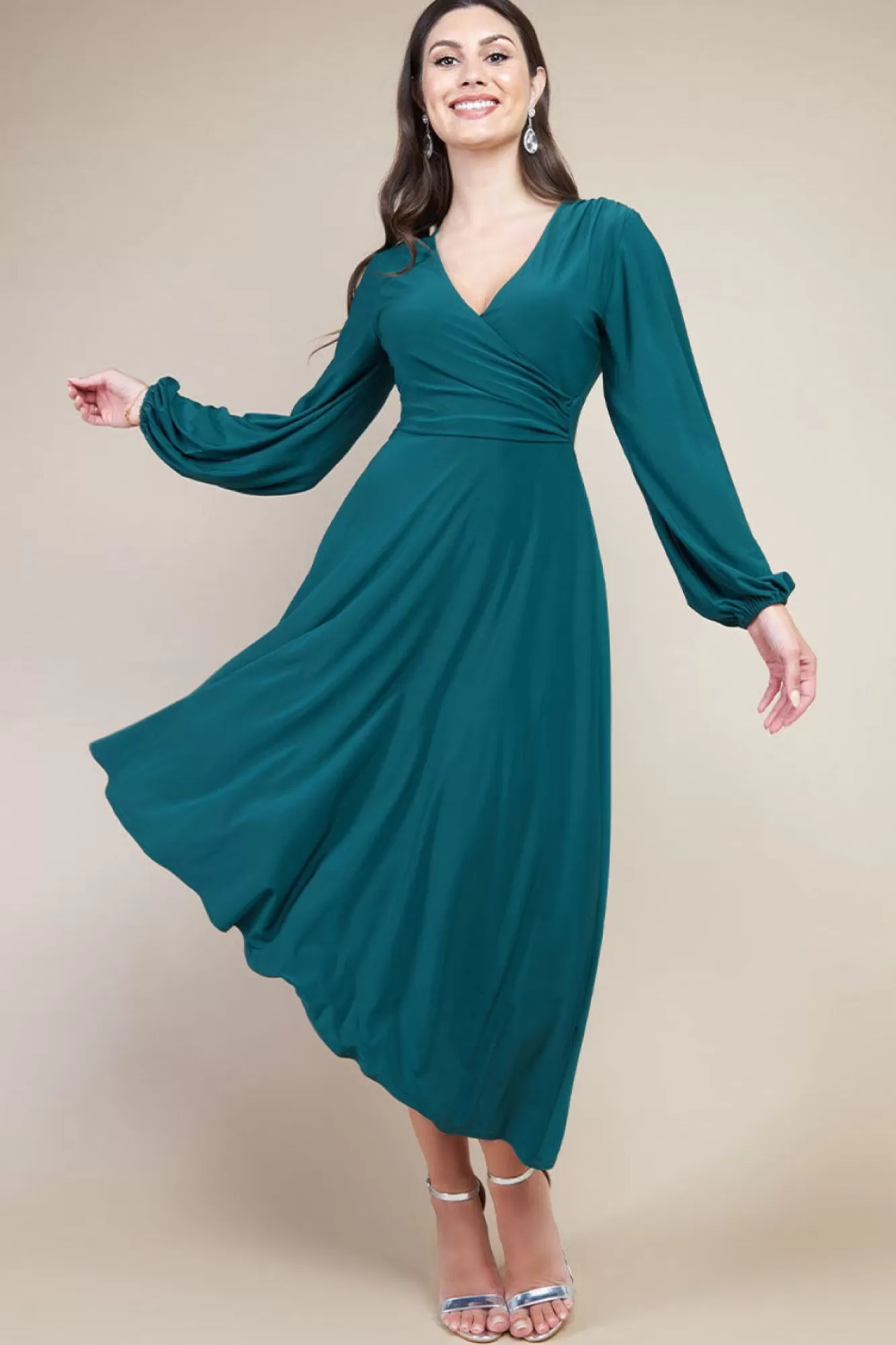 Midi Dresses^* Asymmetrical Wrap Midi Dress - Botanical Green Bottlegreen