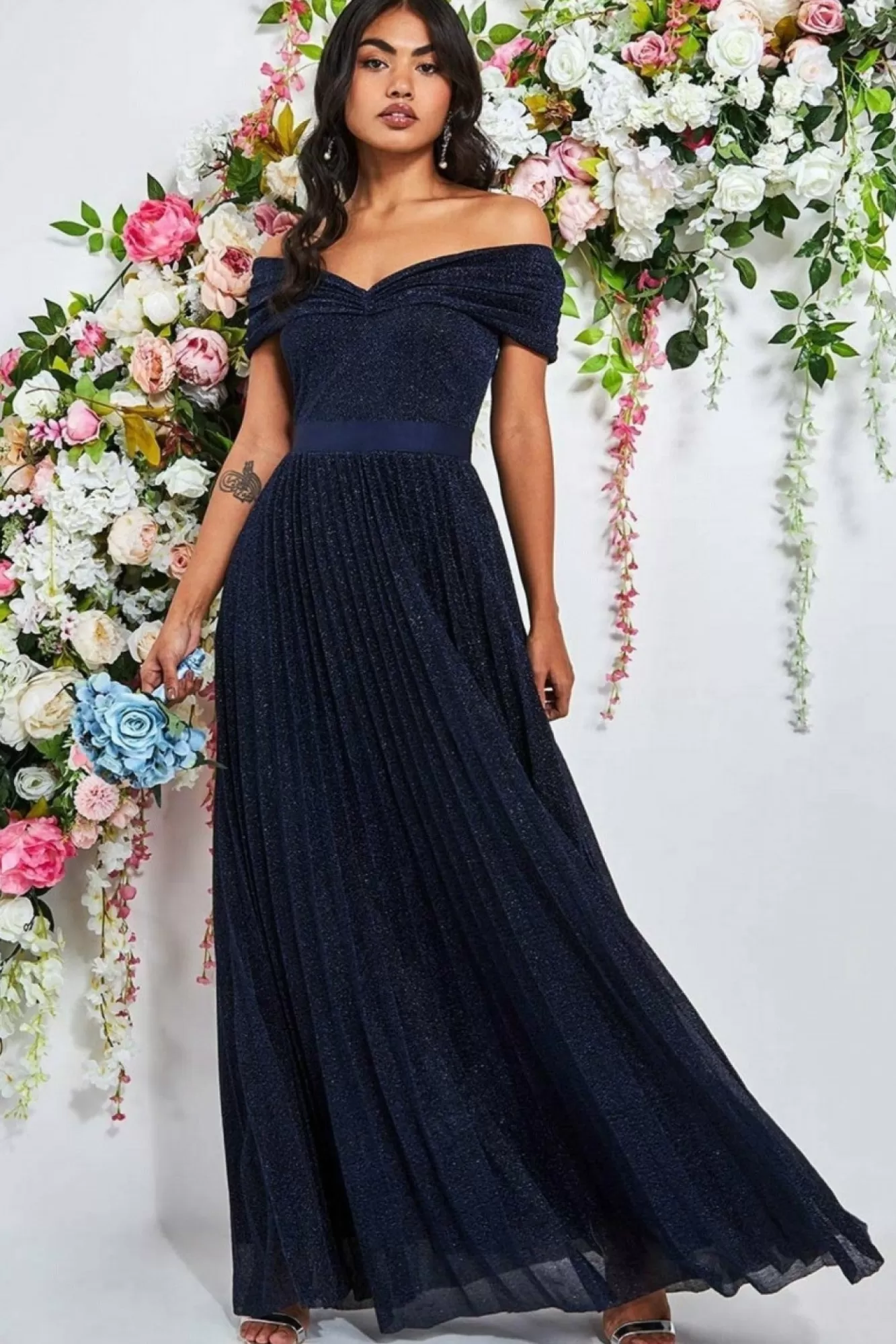 Maxi Dresses^* Bardot Pleated Skirt Maxi Navy