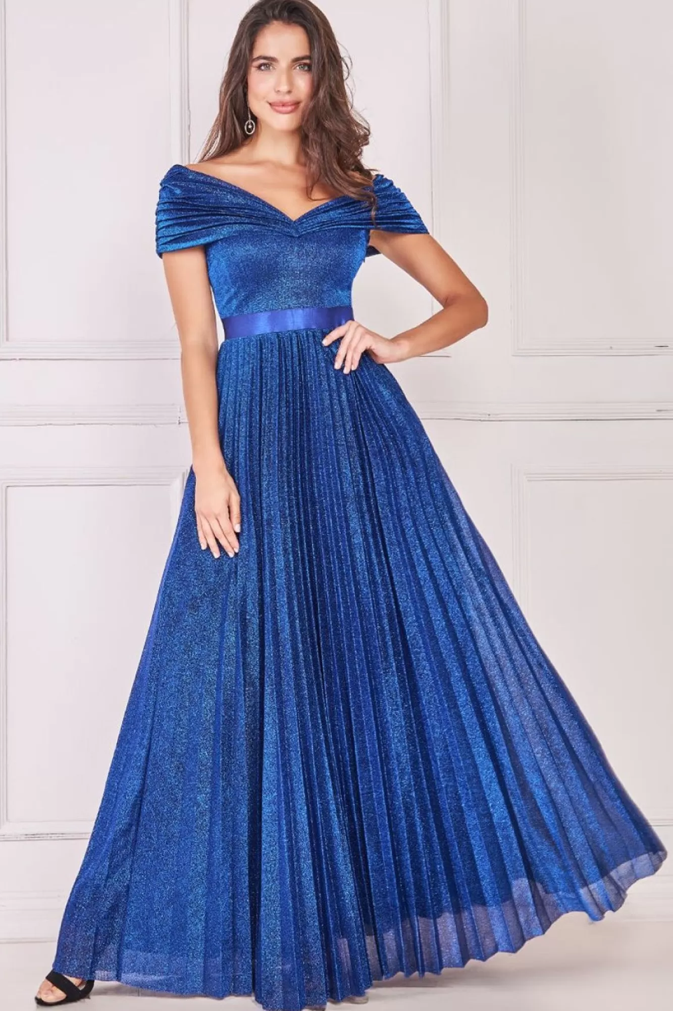 Maxi Dresses^* Bardot Pleated Skirt Maxi Royalblue