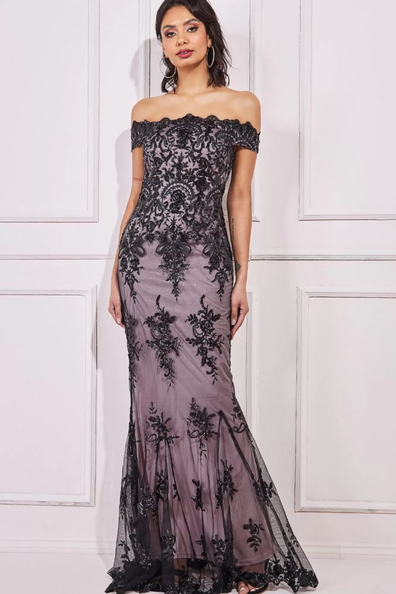 Maxi Dresses^* Bardot Sequin Embroidered Maxi Dress Black