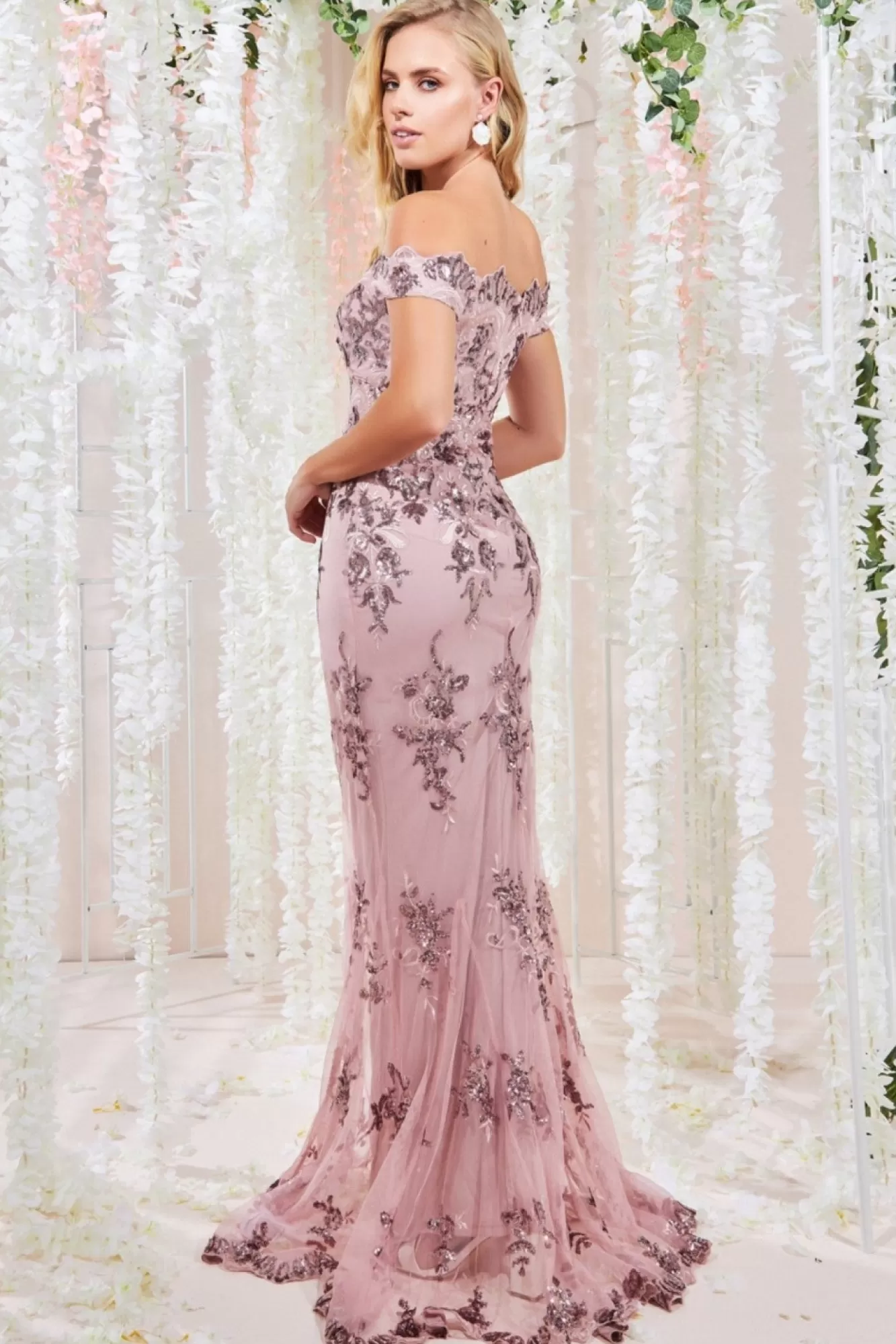 Maxi Dresses^* Bardot Sequin Embroidered Maxi Dress Blush