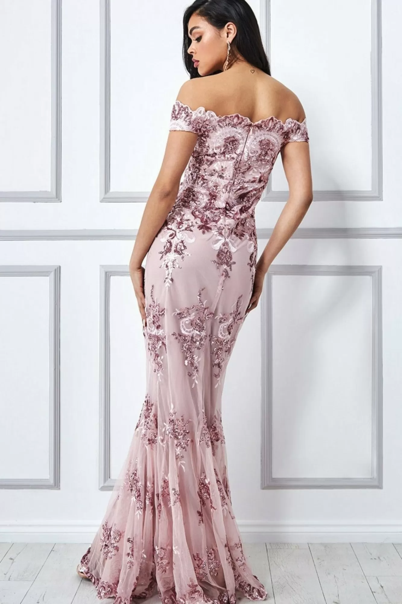 Maxi Dresses^* Bardot Sequin Embroidered Maxi Dress Rose Pink