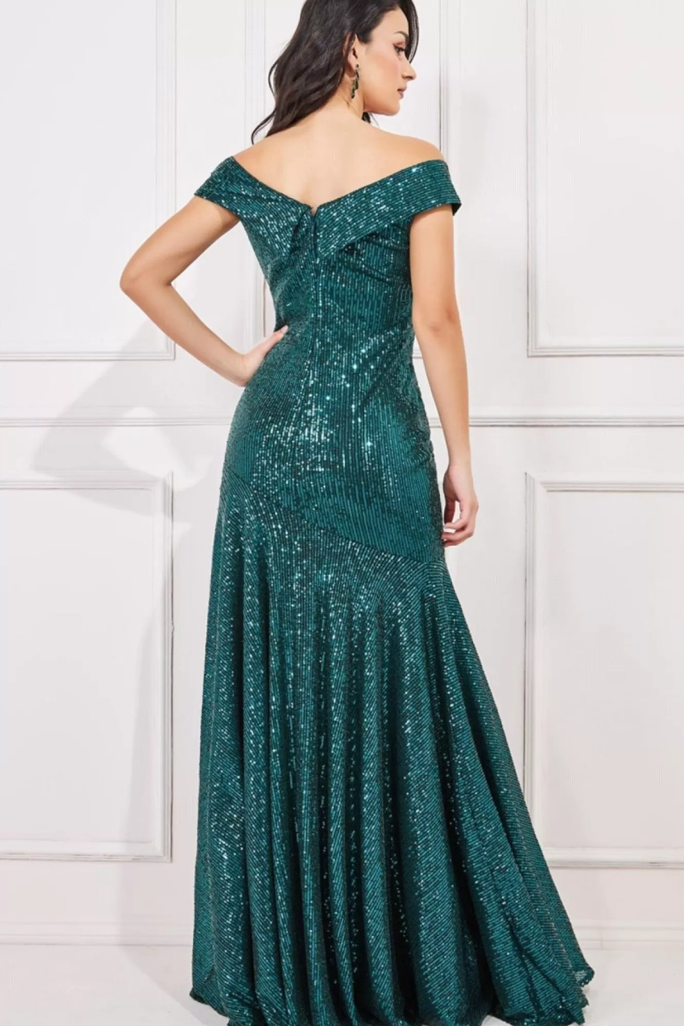 Maxi Dresses^* Bardot Sequin Pleated Maxi Dress Green Emerald