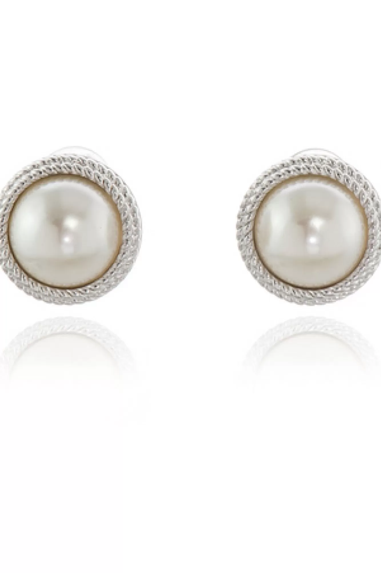 Jewellery^Cachet London Elan Clip-On Earrings Platinum Plated White
