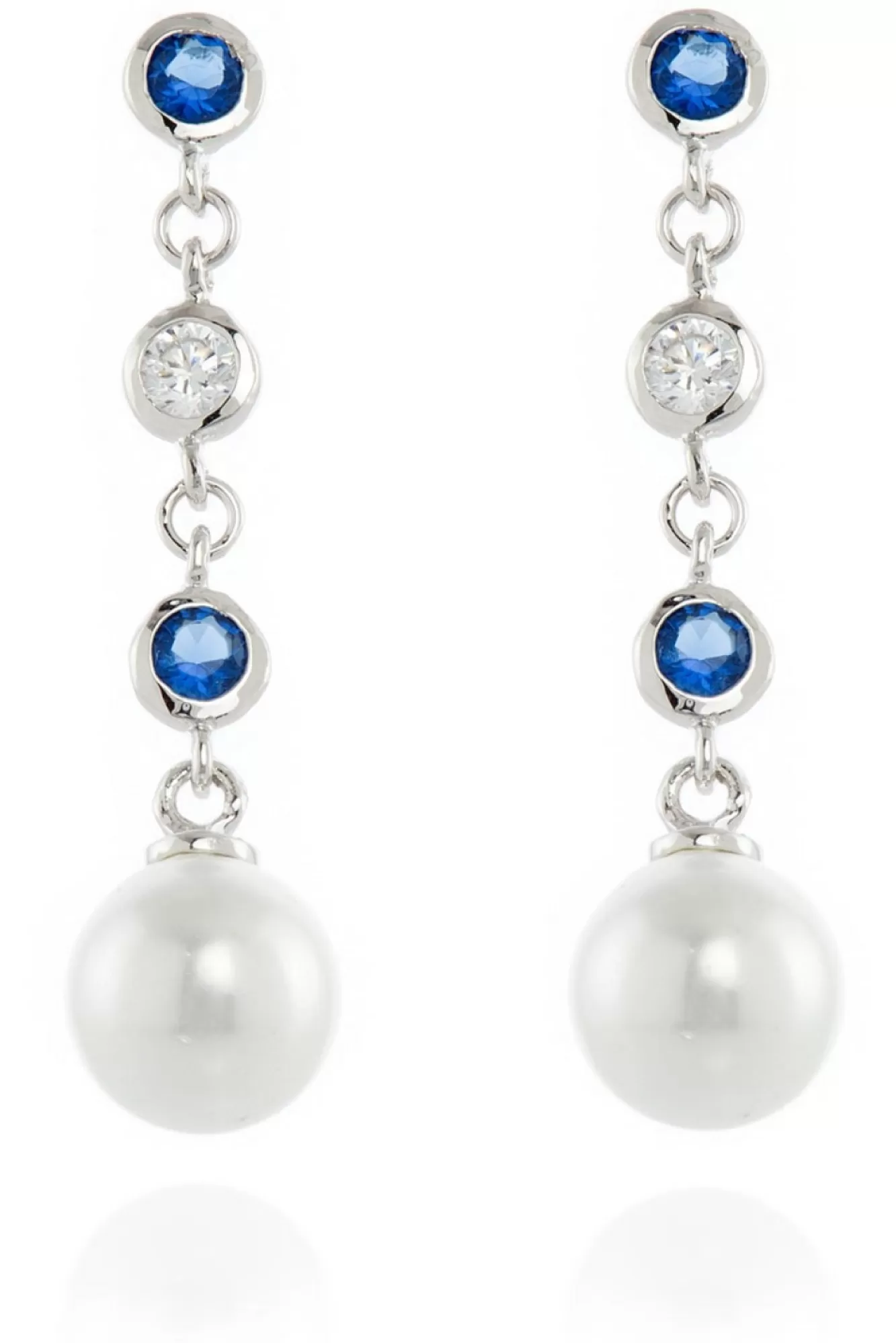 Jewellery^Cachet London Inge Earrings Pearl And Cz Platinum Plated White