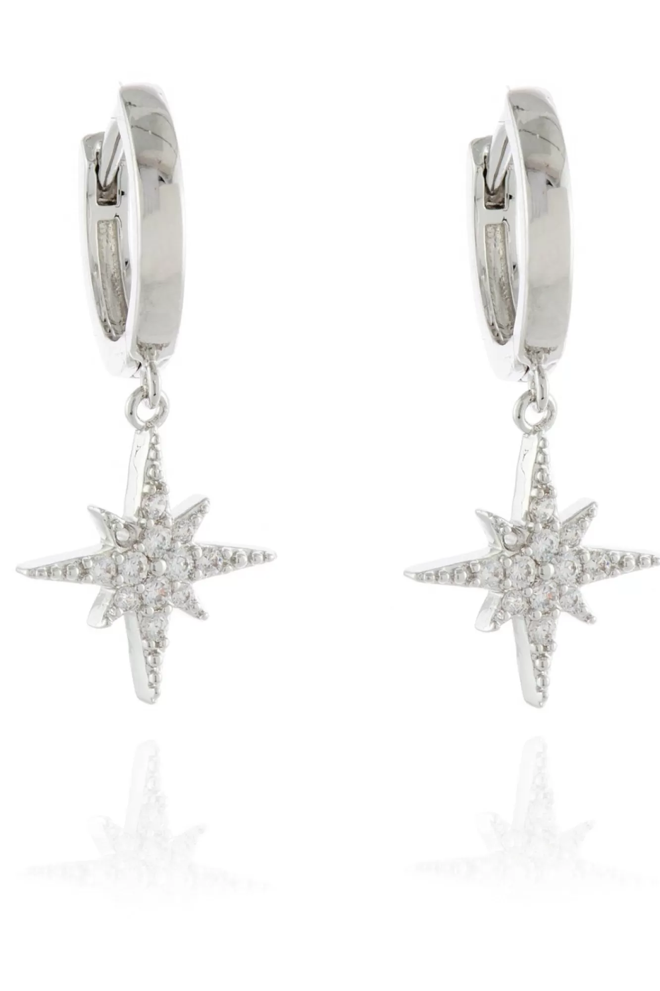 Jewellery^Cachet London North Star Cz Earrings Platinum Plated Silver