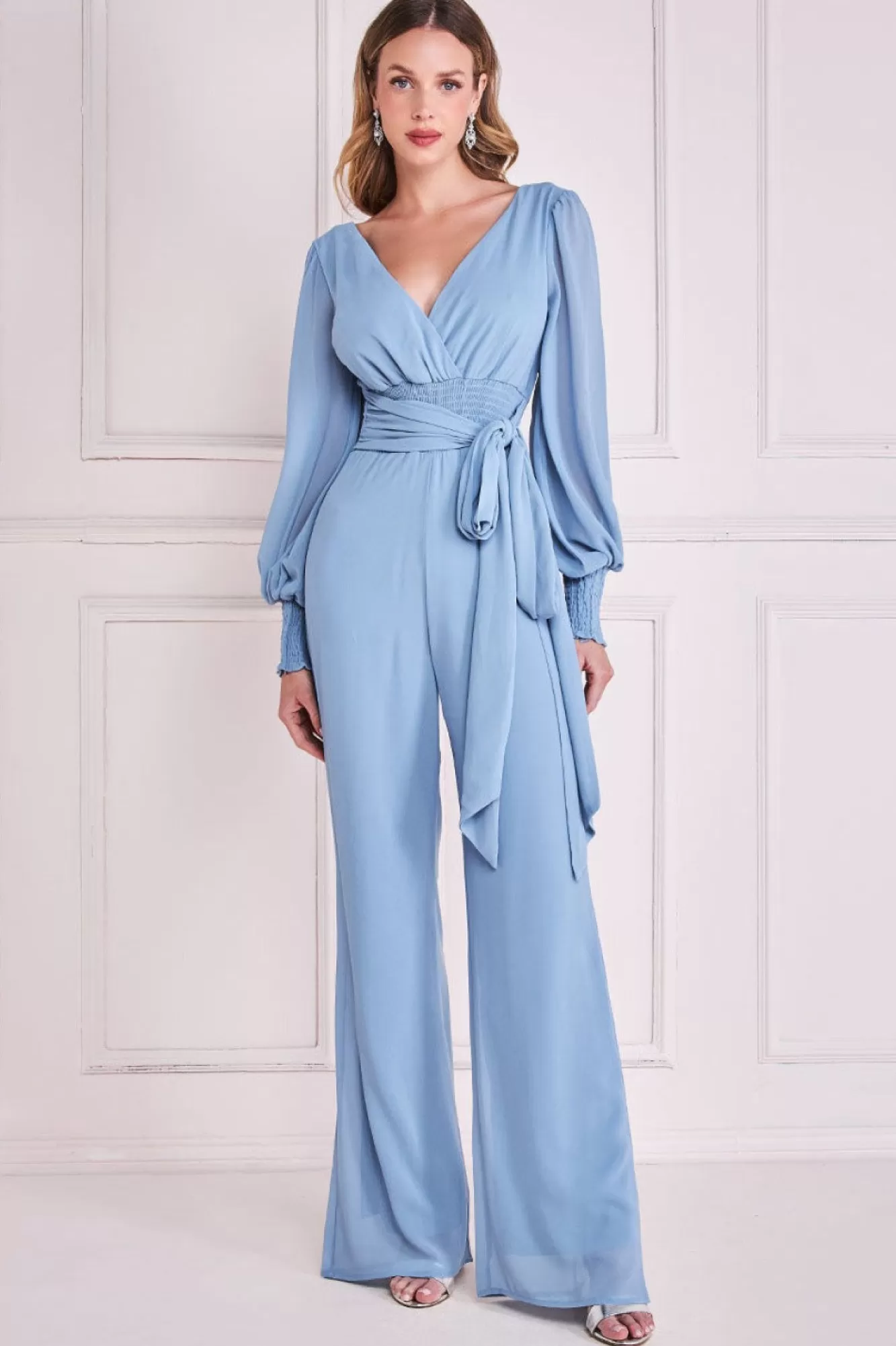Jumpsuits^* Chiffon Puffy Sleeve Jumpsuit Blue