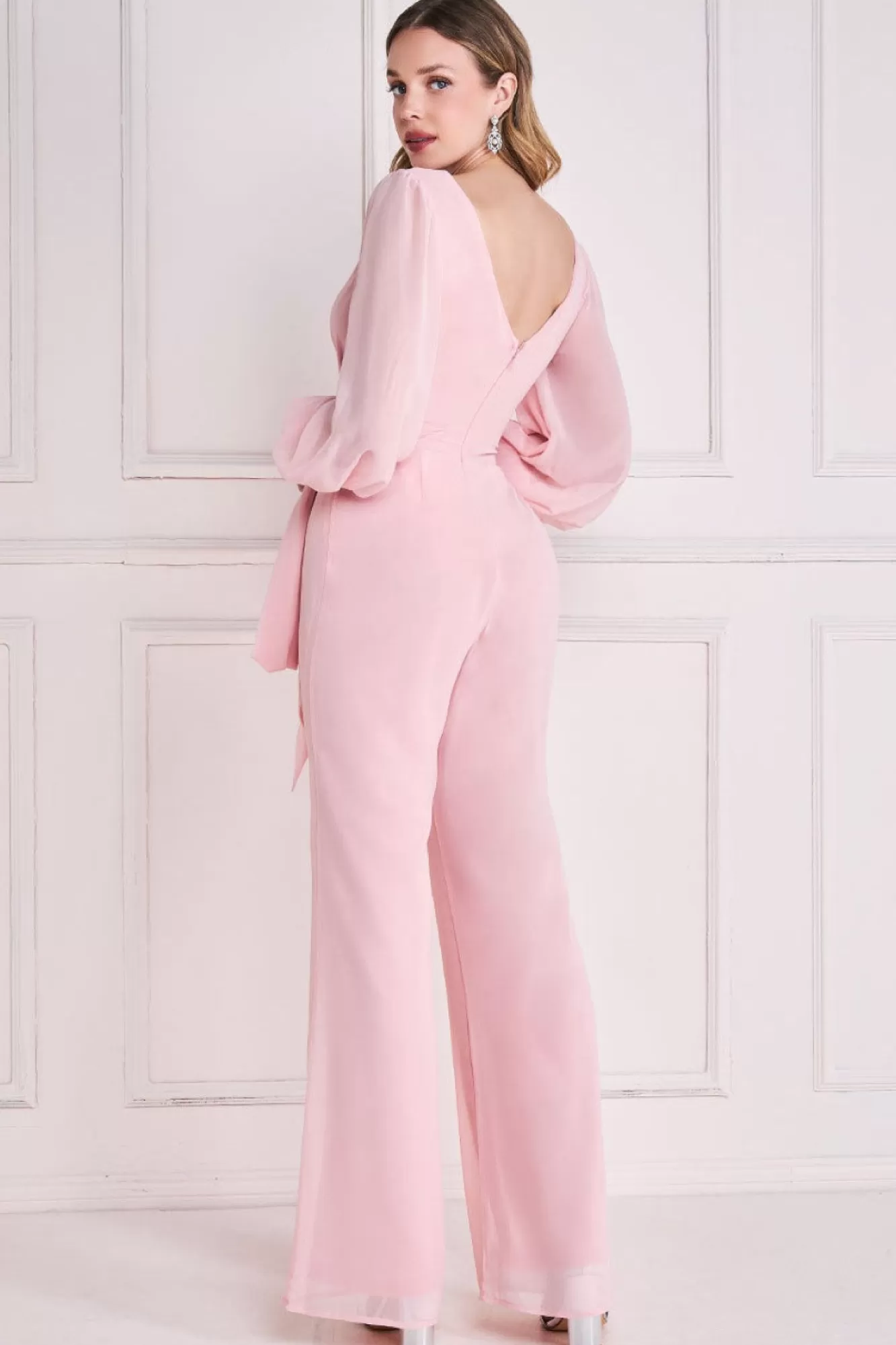 Jumpsuits^* Chiffon Puffy Sleeve Jumpsuit Blush