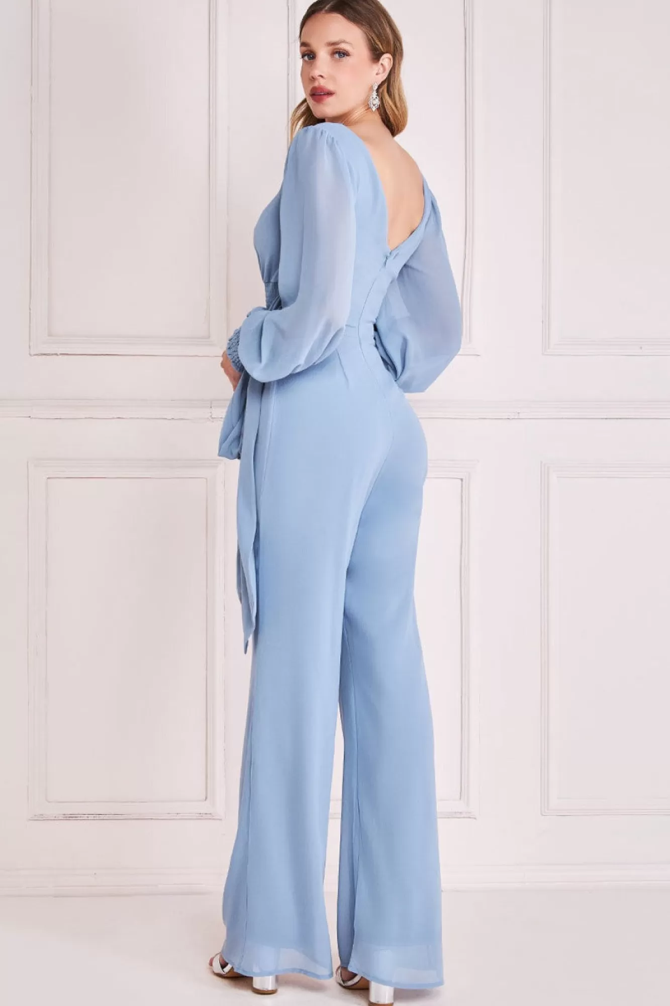 Jumpsuits^* Chiffon Puffy Sleeve Jumpsuit Blue