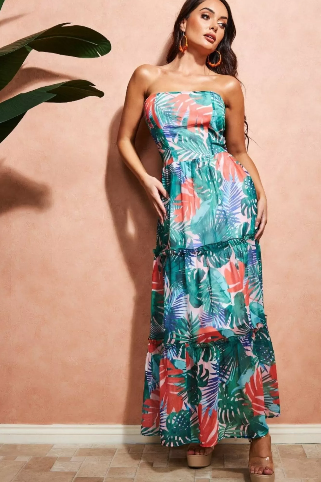 Maxi Dresses^City Goddess Boobtube Printed Maxi Jungle Print