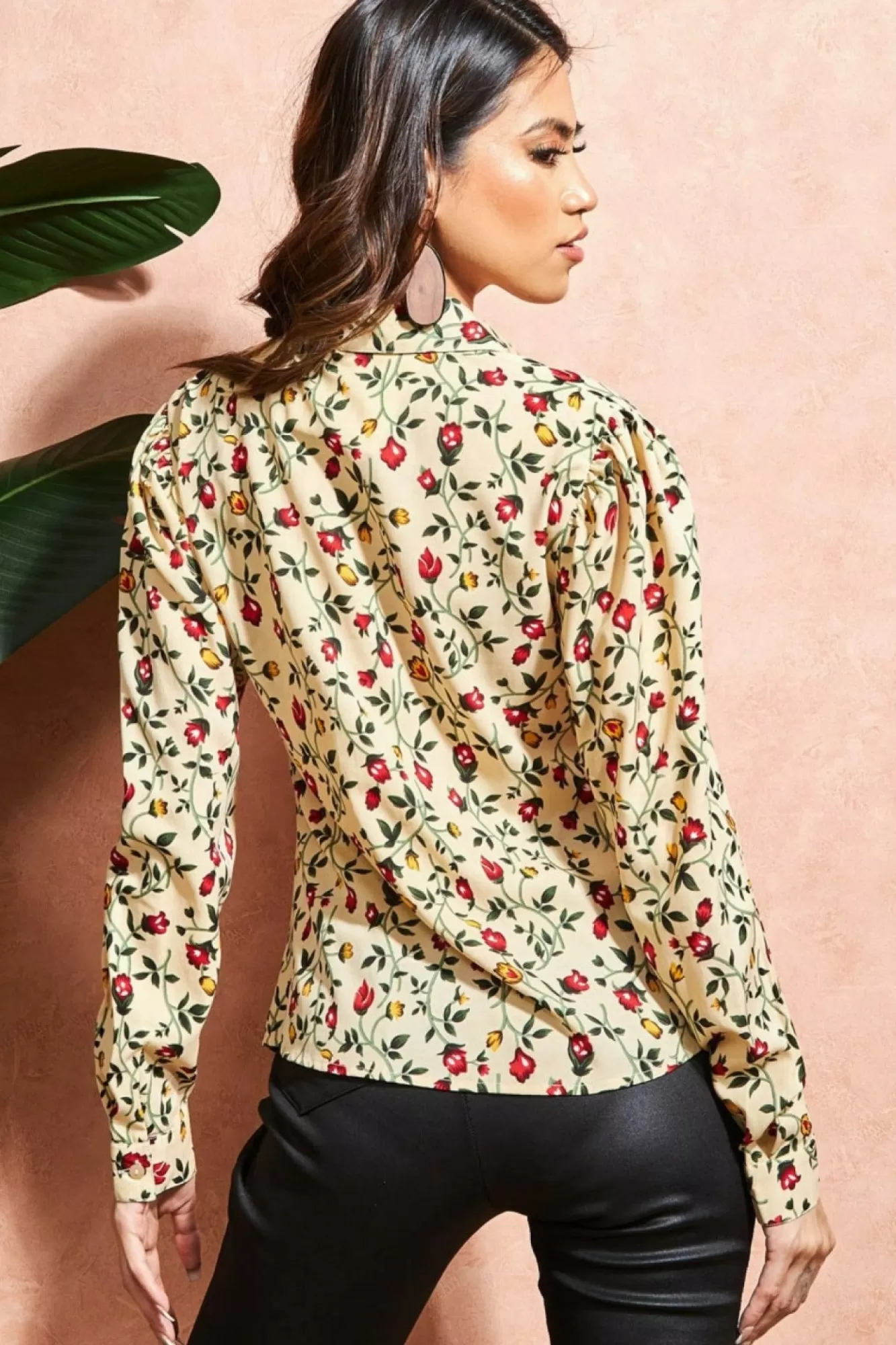 Blouses^City Goddess Floral Print Shirt Beige