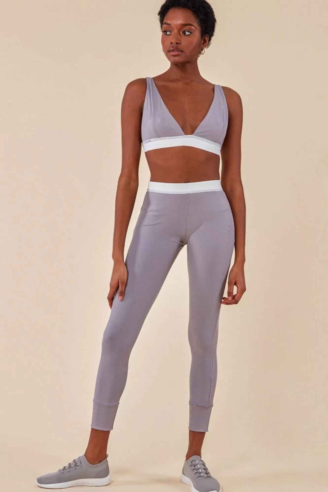 Loungewear & Sleepwear^Cosmochic Bralette & Legging Workout Lounge Set - Light Grey