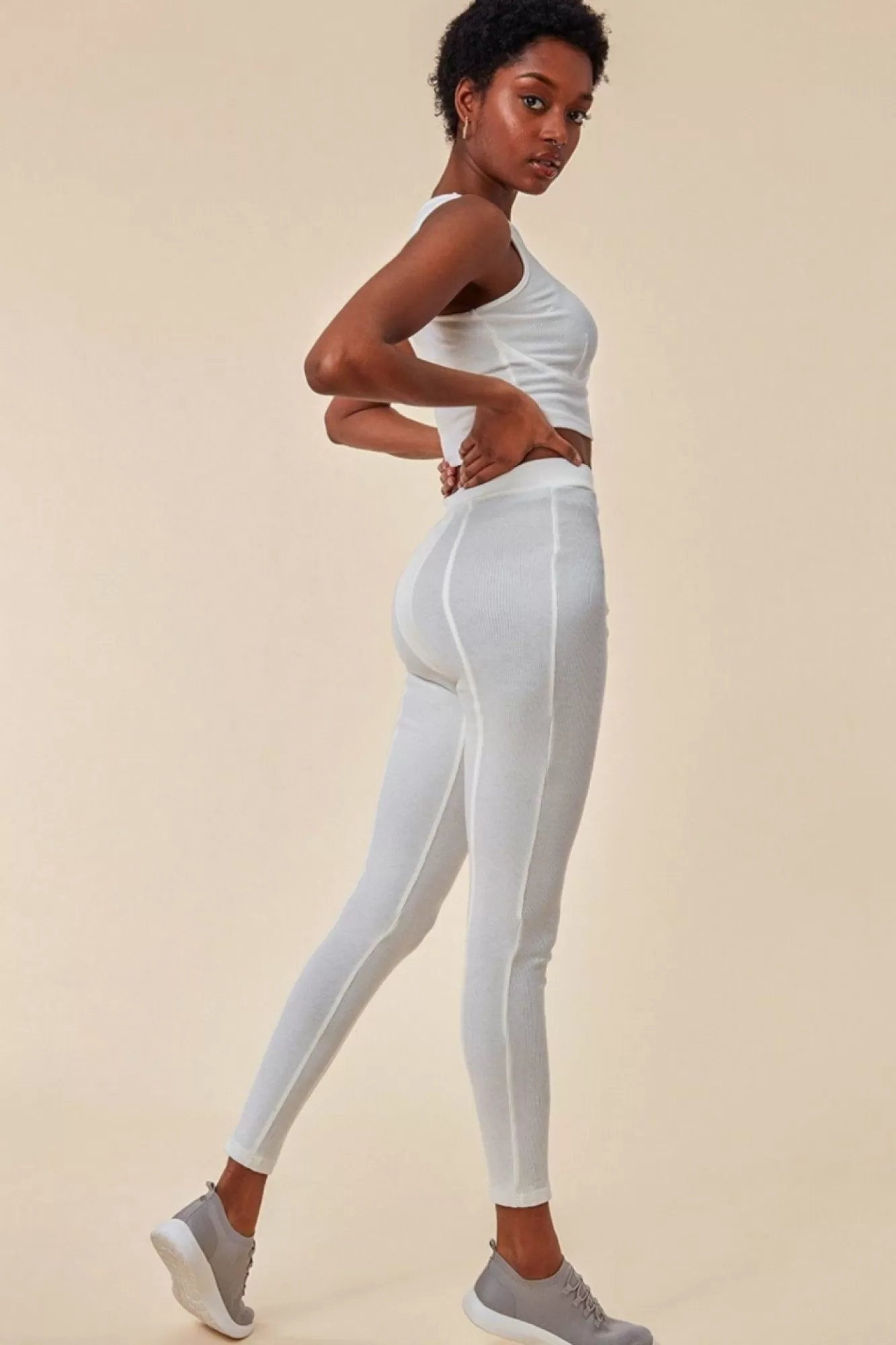 Loungewear & Sleepwear^Cosmochic High Neck Crop Top With Leggings Set White