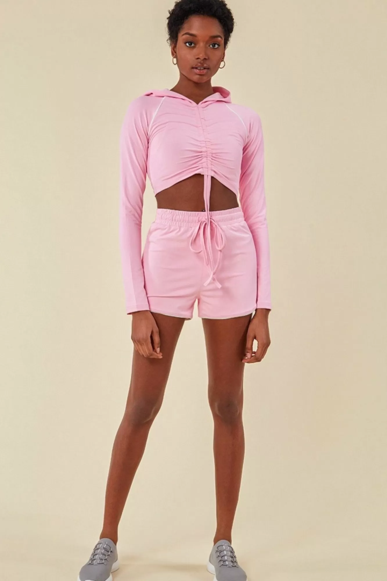 Loungewear & Sleepwear^Cosmochic Jersey Short Set With Drawstring Top Pink