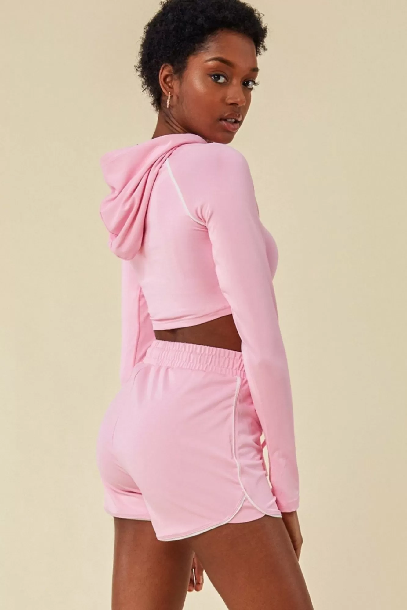 Loungewear & Sleepwear^Cosmochic Jersey Short Set With Drawstring Top Pink