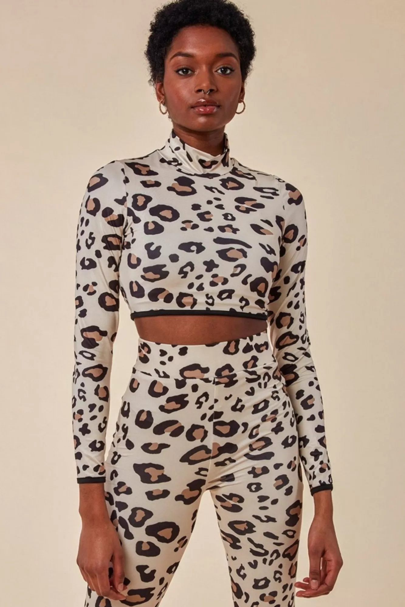 Loungewear & Sleepwear^Cosmochic Leopard Print Crop Top&Legging Lounge Set - Brown Brownleopard
