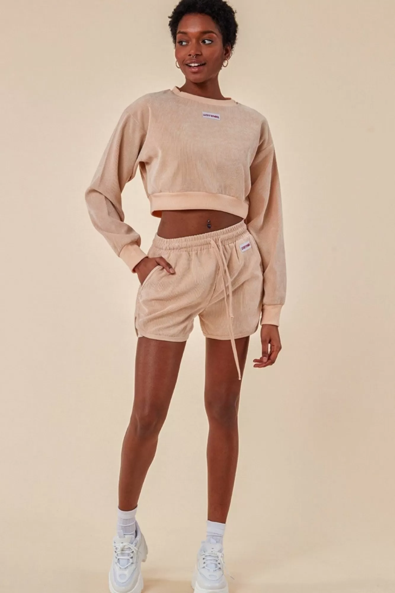 Loungewear & Sleepwear^Cosmochic Oversized Cropped Jumper & Short Set Beige