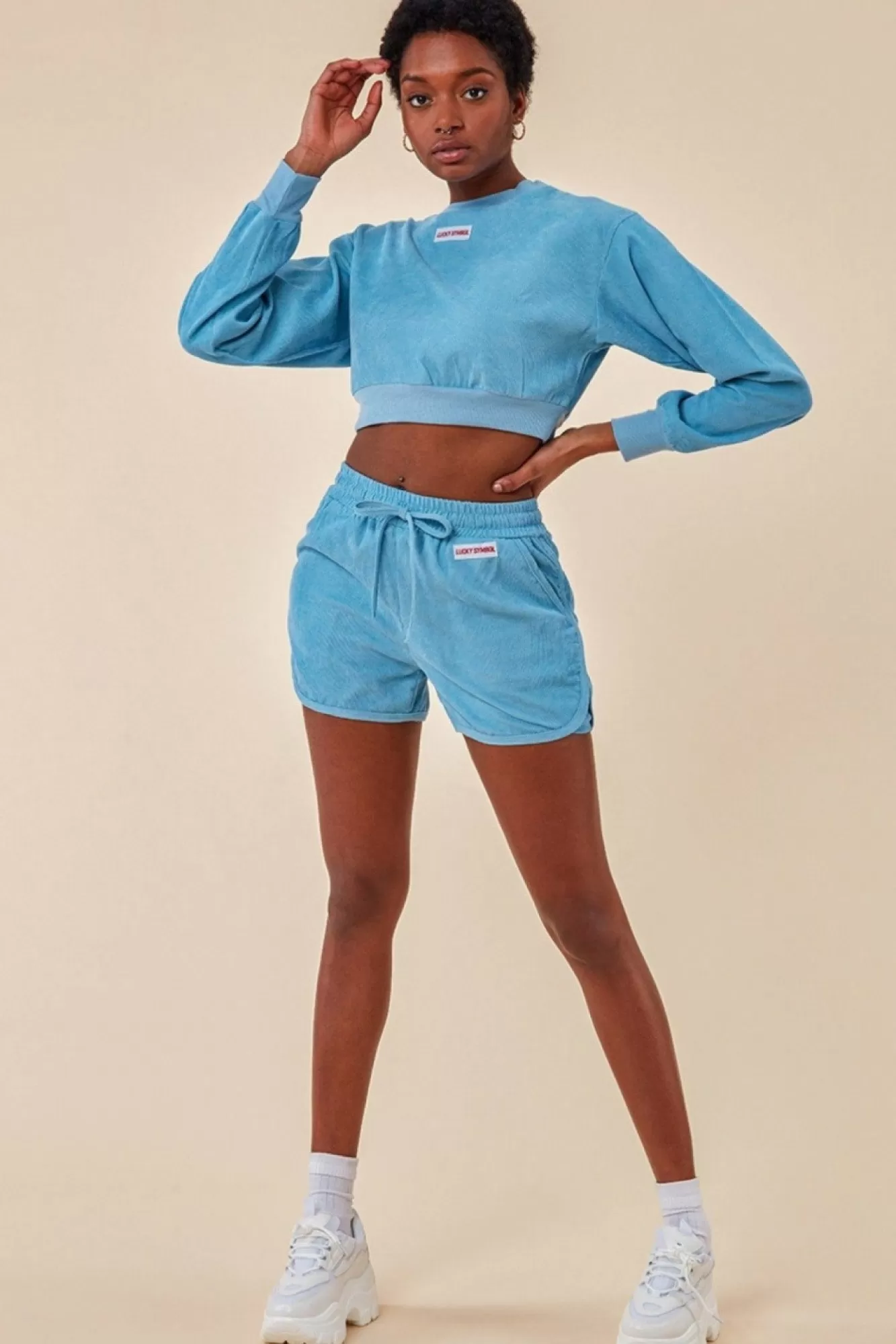 Loungewear & Sleepwear^Cosmochic Oversized Cropped Jumper & Short Set Blue