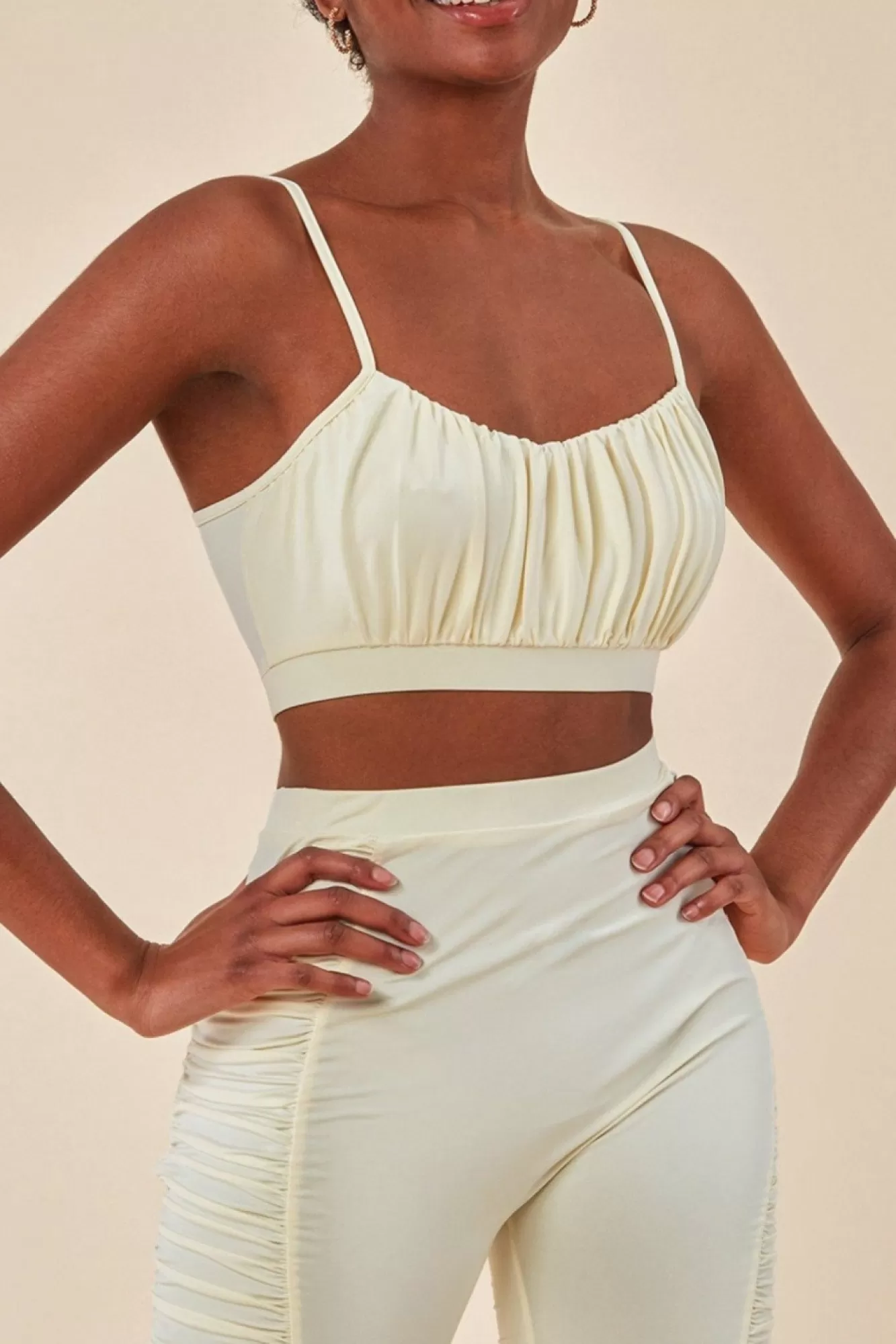 Loungewear & Sleepwear^Cosmochic Side Detail Bralette & Cycle Short Set Beige