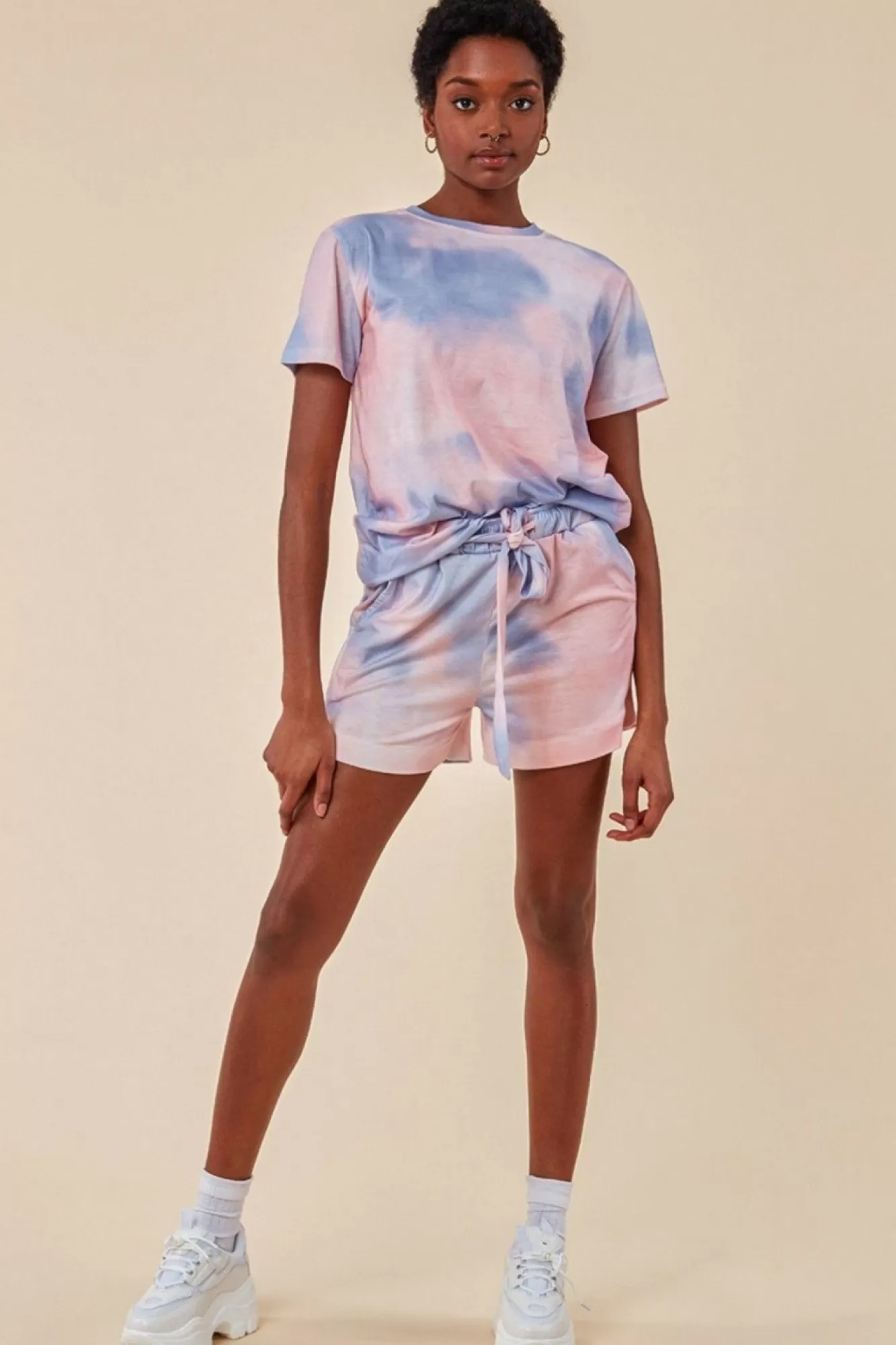 Loungewear & Sleepwear^Cosmochic Tie-Dye Oversized T-Shirt & Short Set Pink
