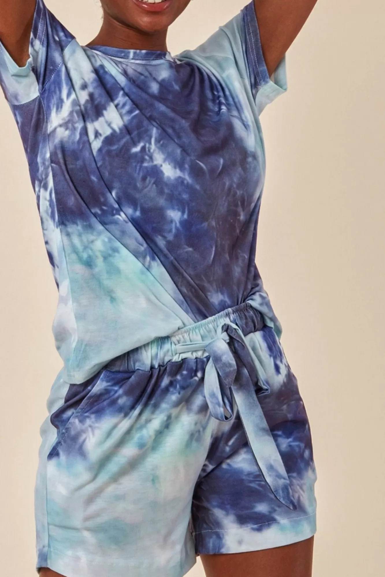 Loungewear & Sleepwear^Cosmochic Tie-Dye Oversized T-Shirt & Short Set Blue