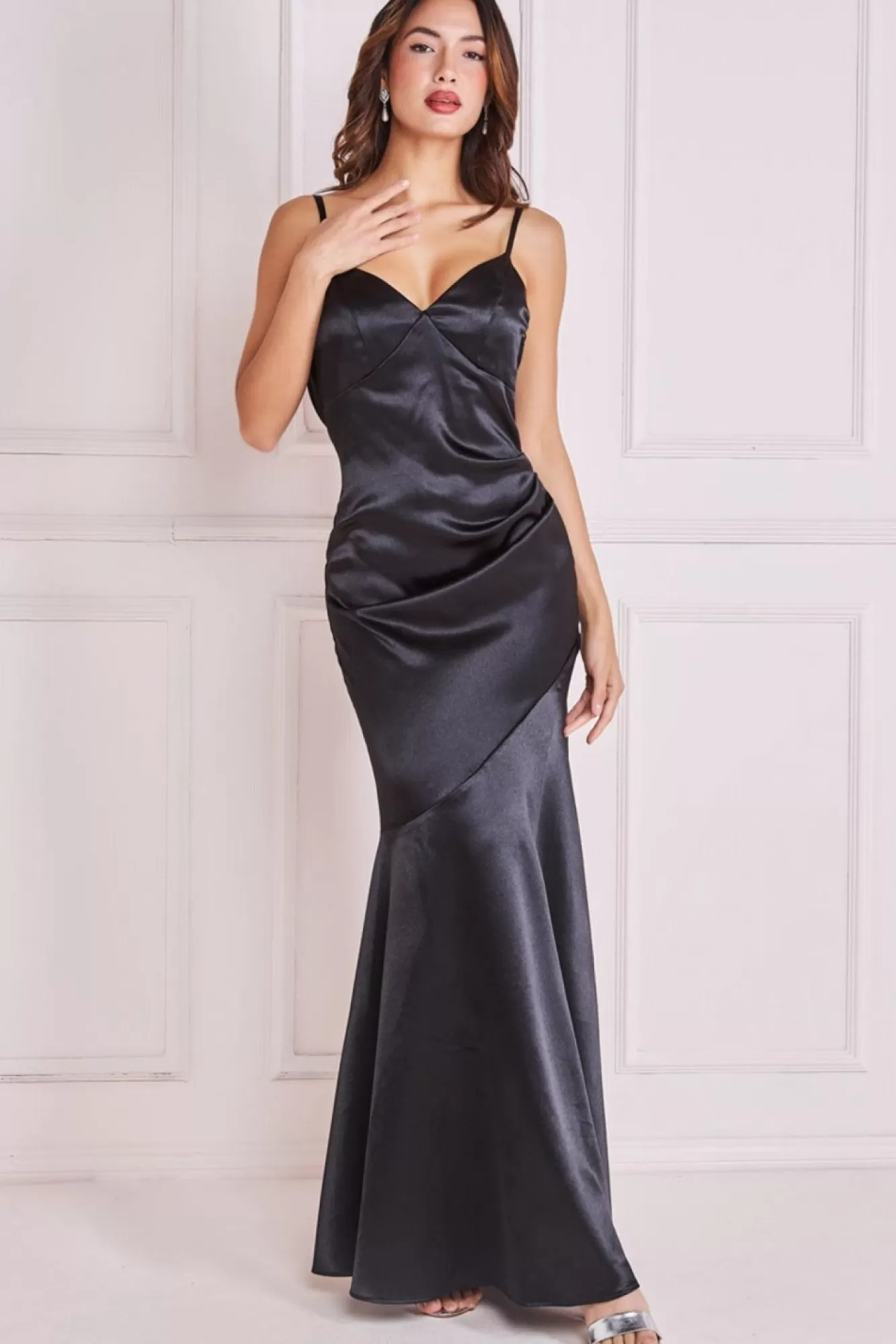 Maxi Dresses^* Cowl Back Satin Maxi Dress Black