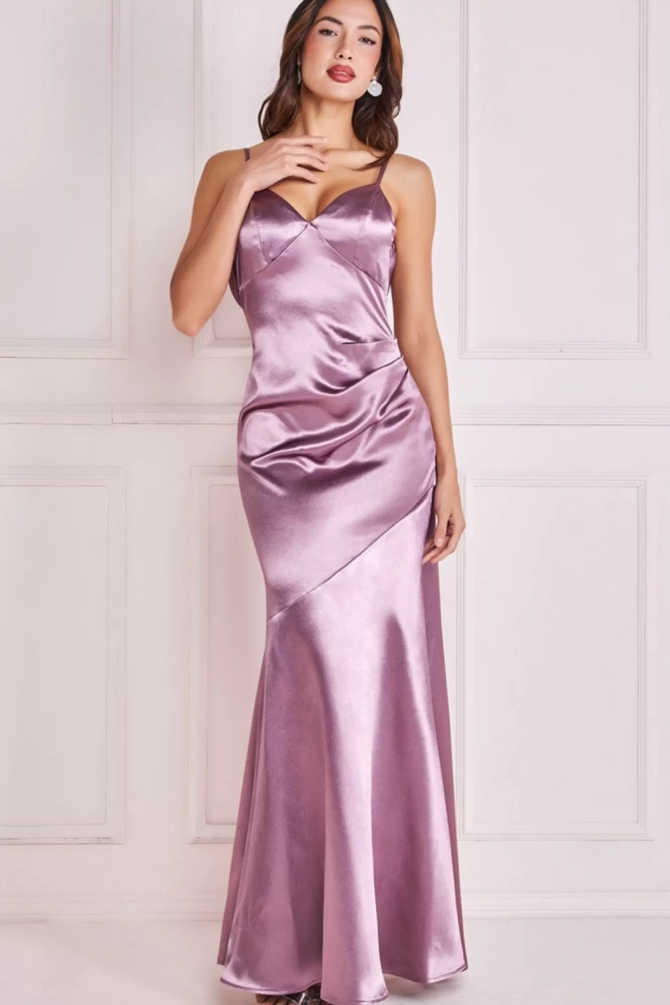 Maxi Dresses^* Cowl Back Satin Maxi Dress Rosepink