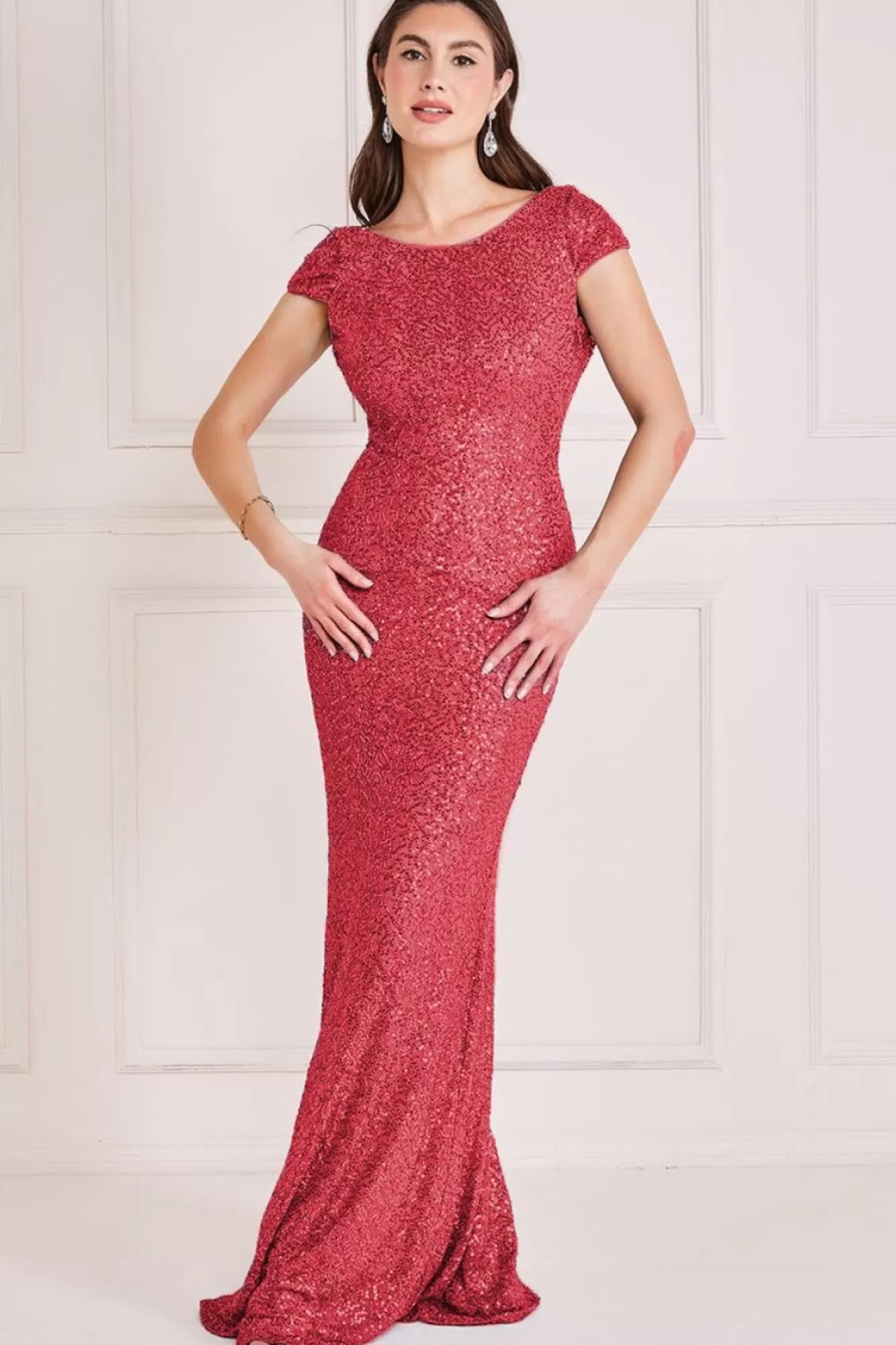 Maxi Dresses^* Cowl Back Sequin Maxi Burgundy