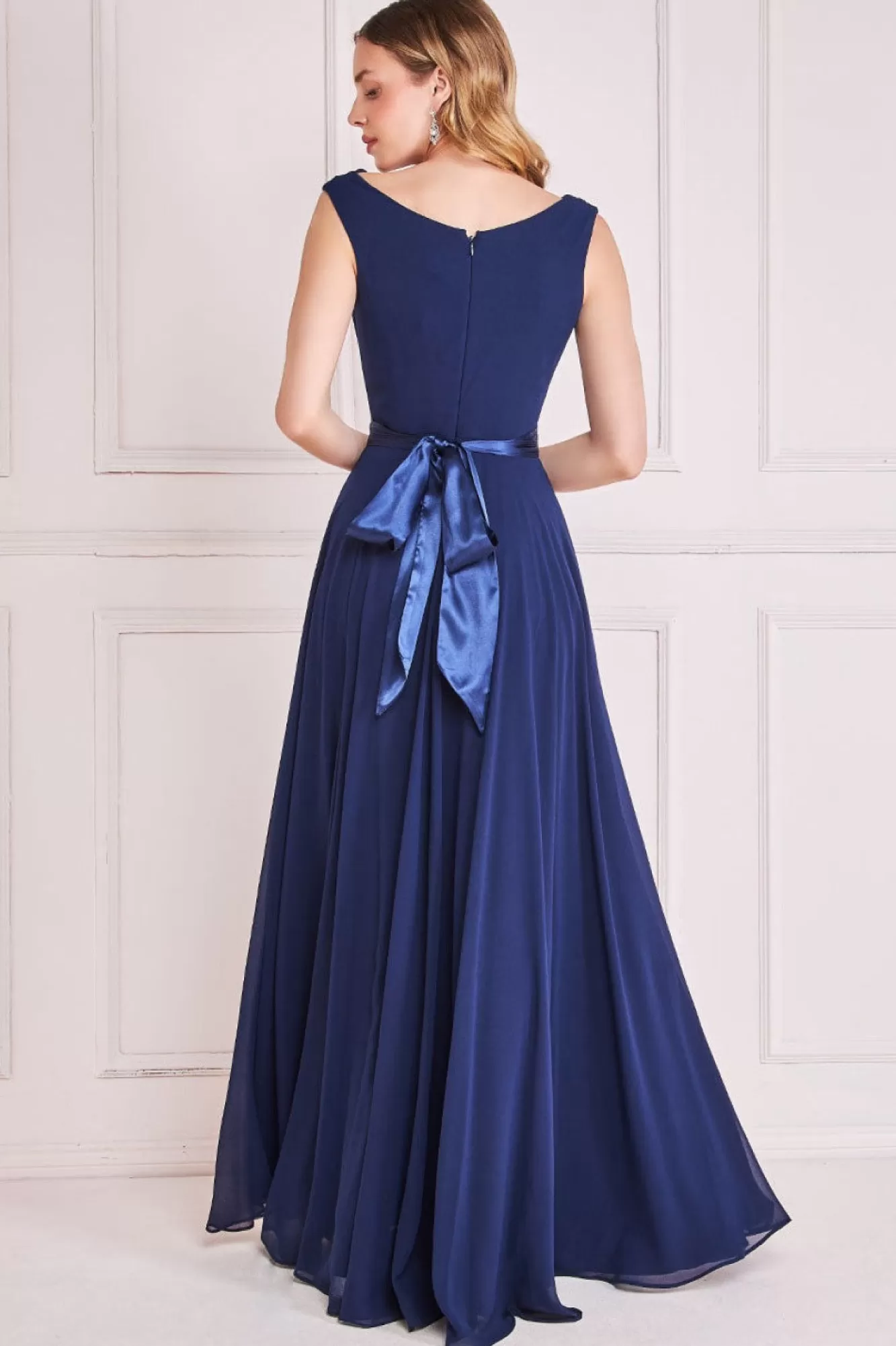 Maxi Dresses^* Cowl Neck Chiffon Maxi Dress Navy