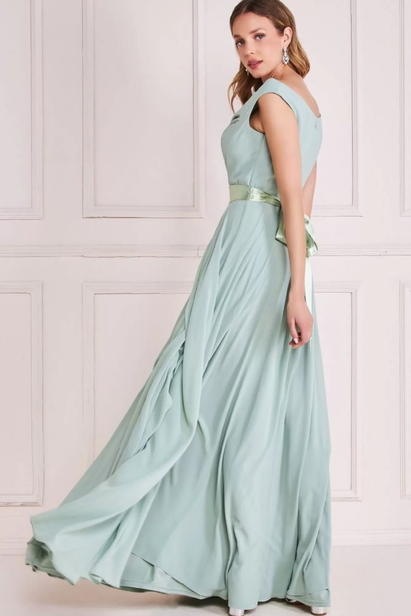 Maxi Dresses^* Cowl Neck Chiffon Maxi Dress - Sage Green Sagegreen