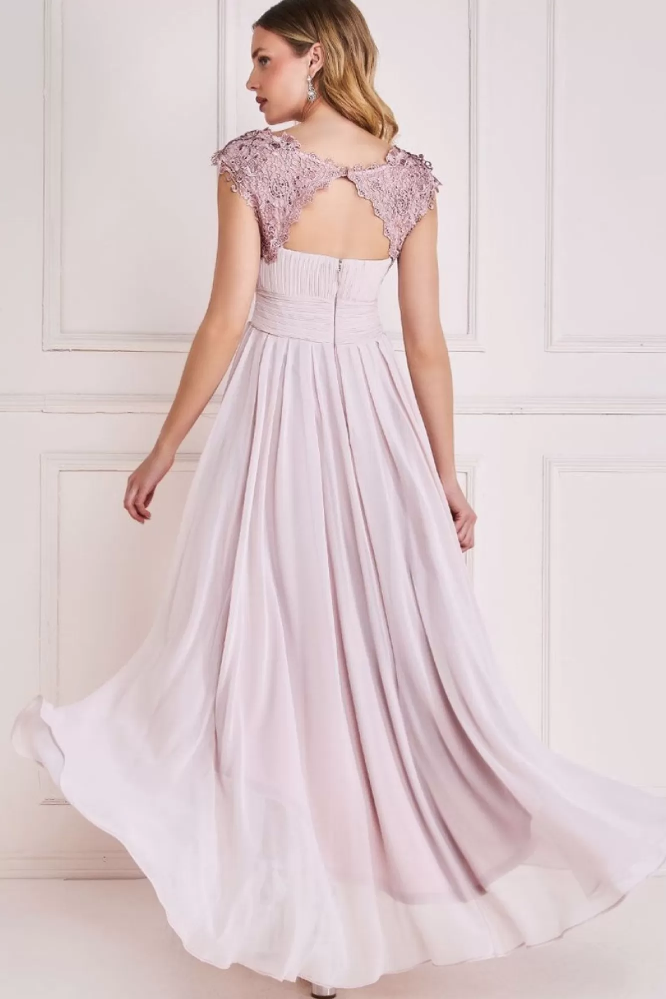 Maxi Dresses^* Crochet & Pleated Top High Low Maxi Blush