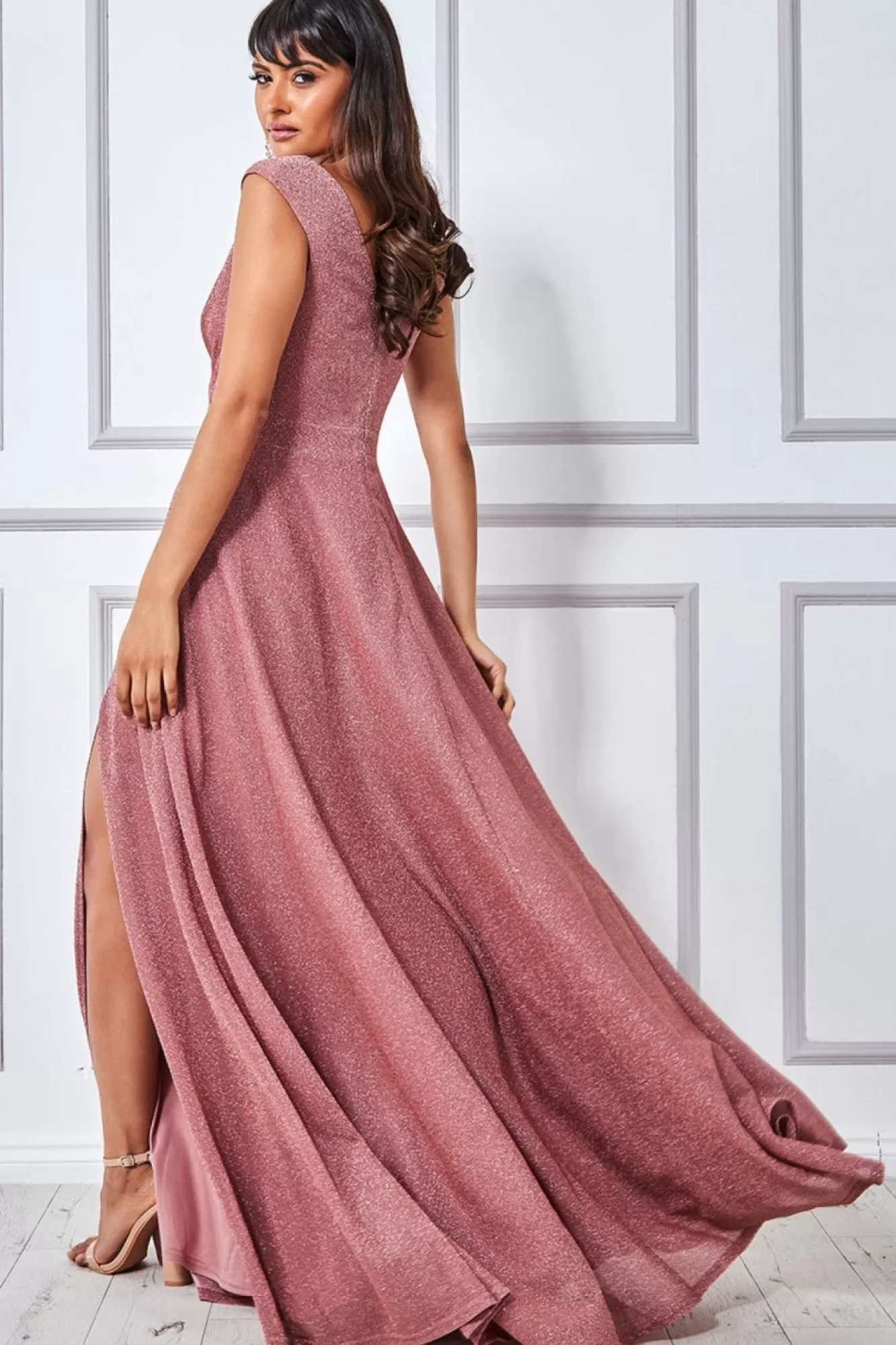 Maxi Dresses^* Crossover Lurex Glitter Maxi Dress Dark Rose