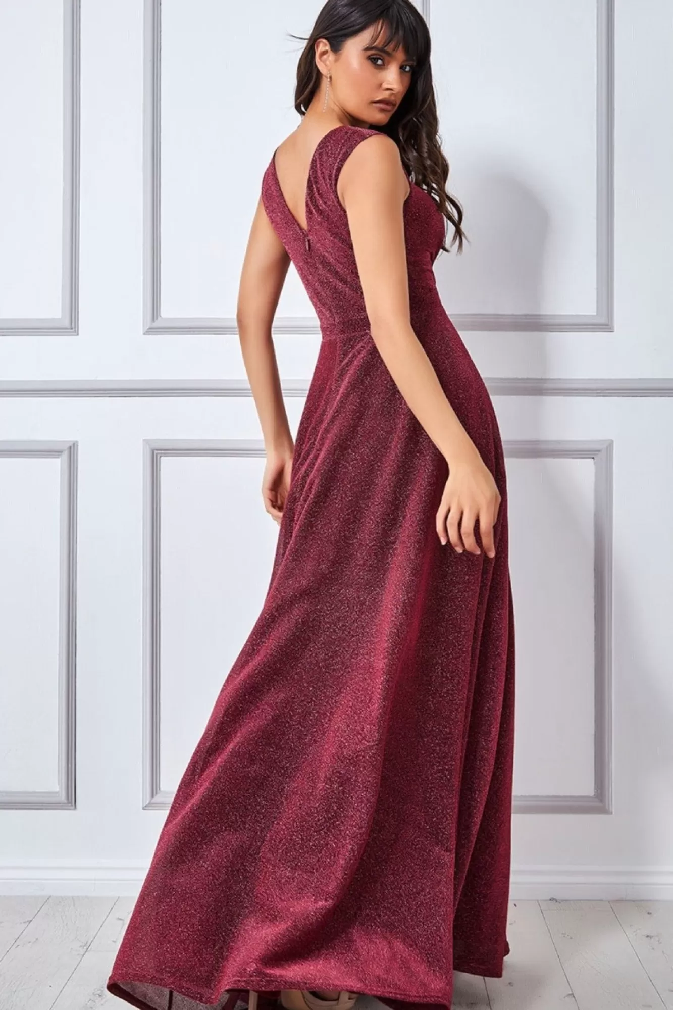 Maxi Dresses^* Crossover Lurex Glitter Maxi Dress Wine