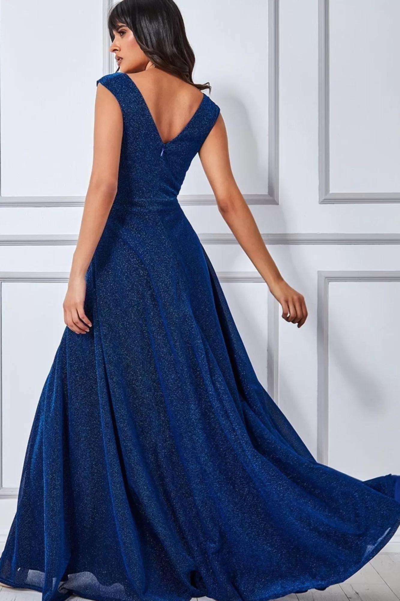 Maxi Dresses^* Crossover Lurex Glitter Maxi Dress - Royal Blue Royalblue