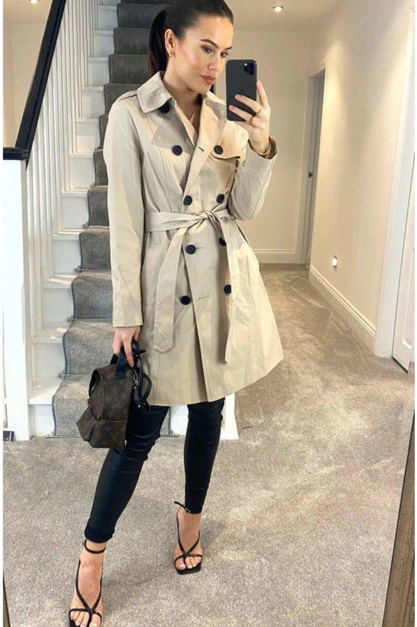 Outerwear^De La Creme Fashions Cotton Blend Belted Trench Coat