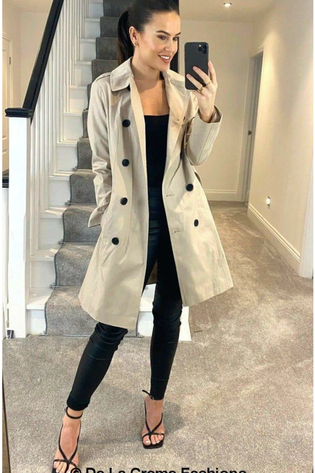 Outerwear^De La Creme Fashions Cotton Blend Belted Trench Coat