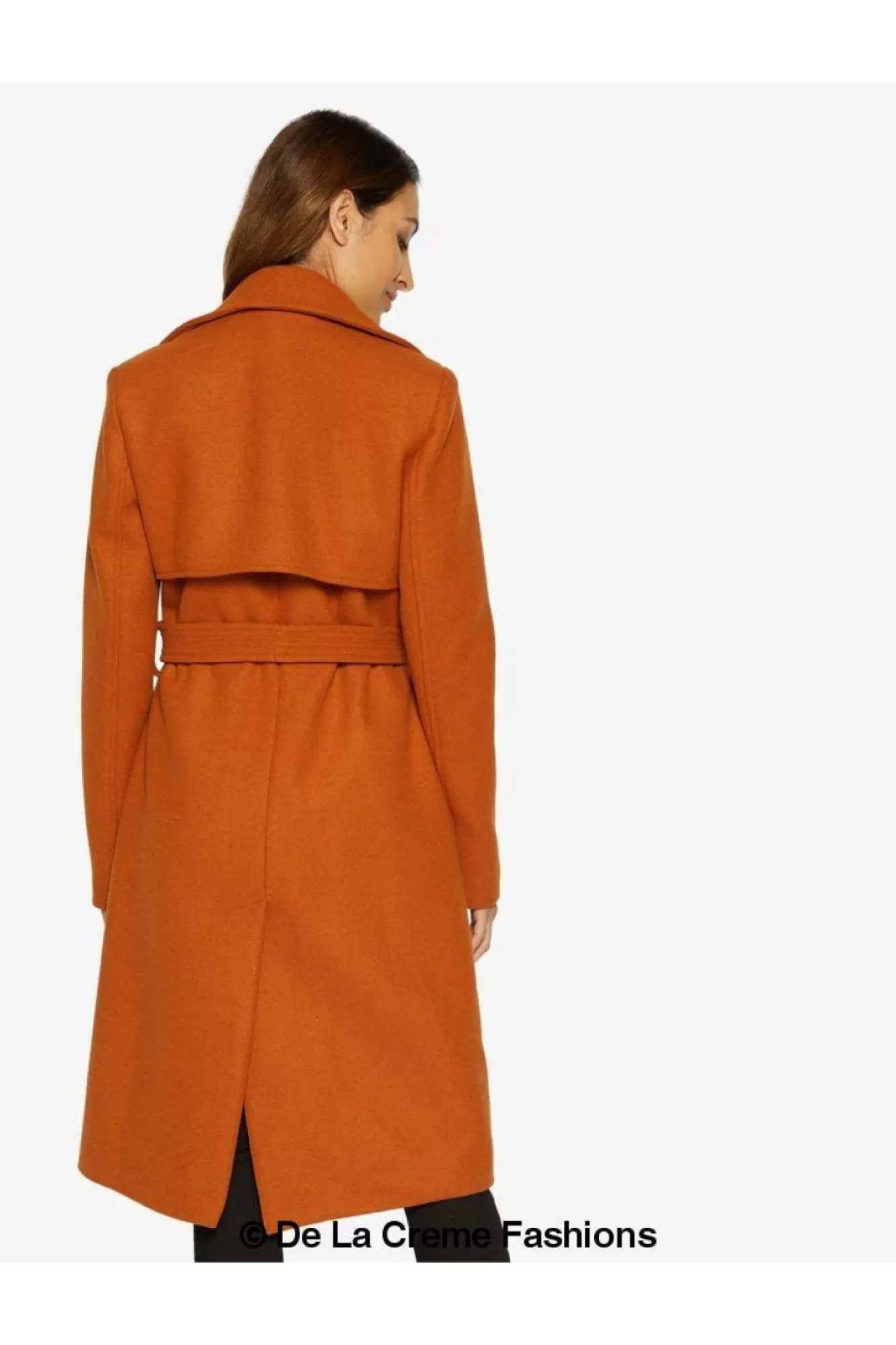 Outerwear^De La Creme Fashions Dina Lapel Collar Duster Coat With Belt