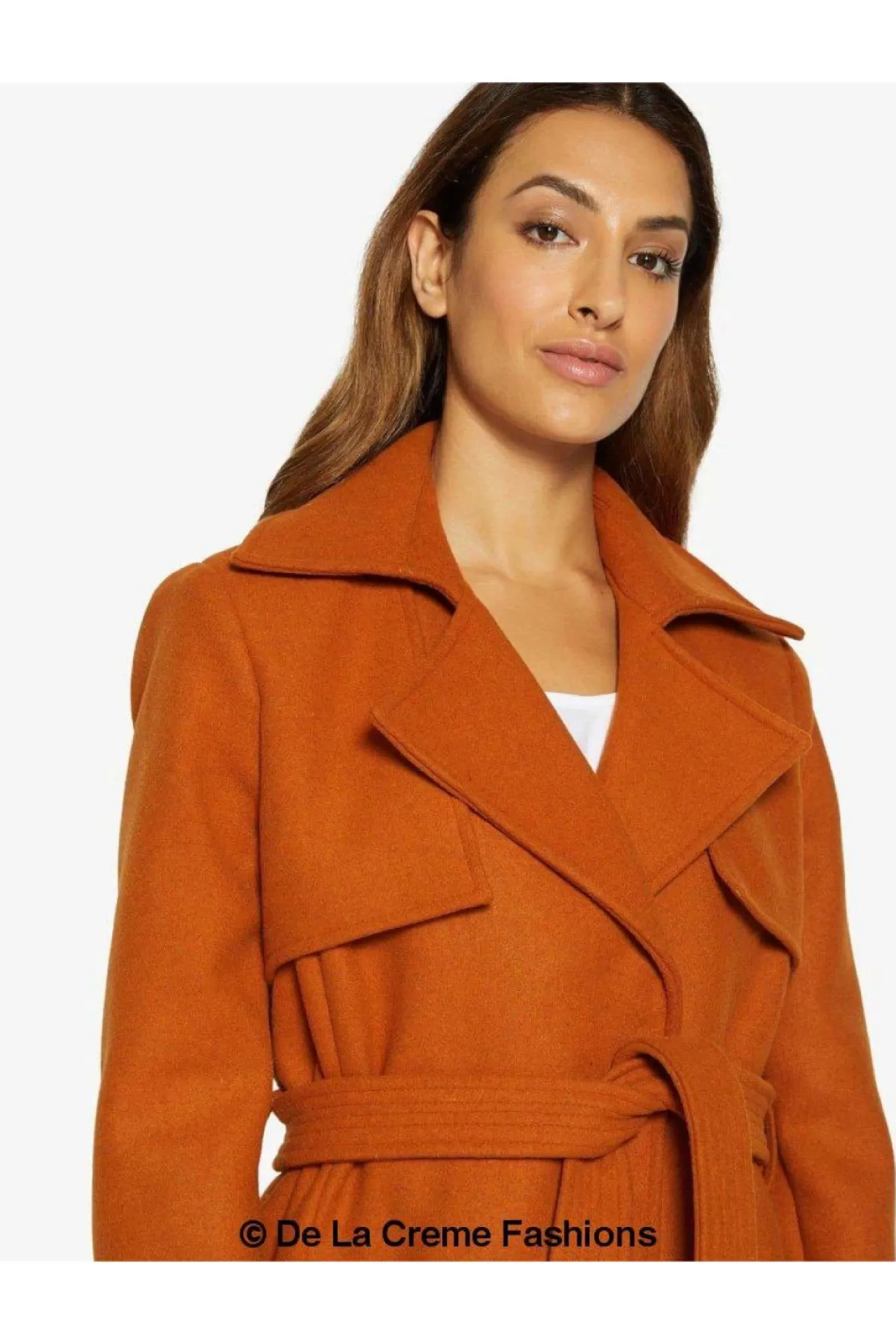 Outerwear^De La Creme Fashions Dina Lapel Collar Duster Coat With Belt