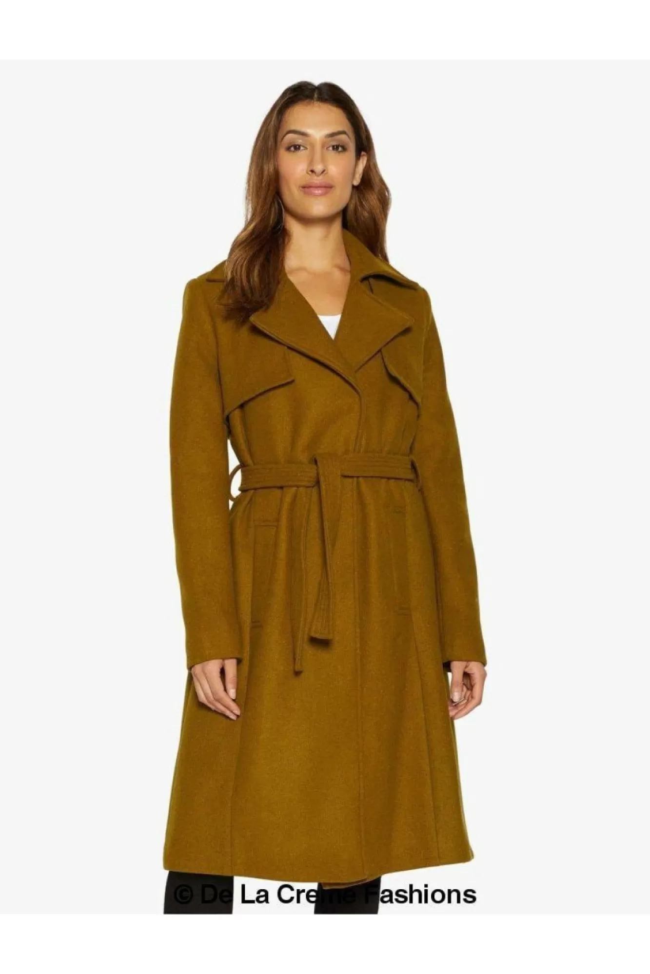 Outerwear^De La Creme Fashions Dina Lapel Collar Duster Coat With Belt