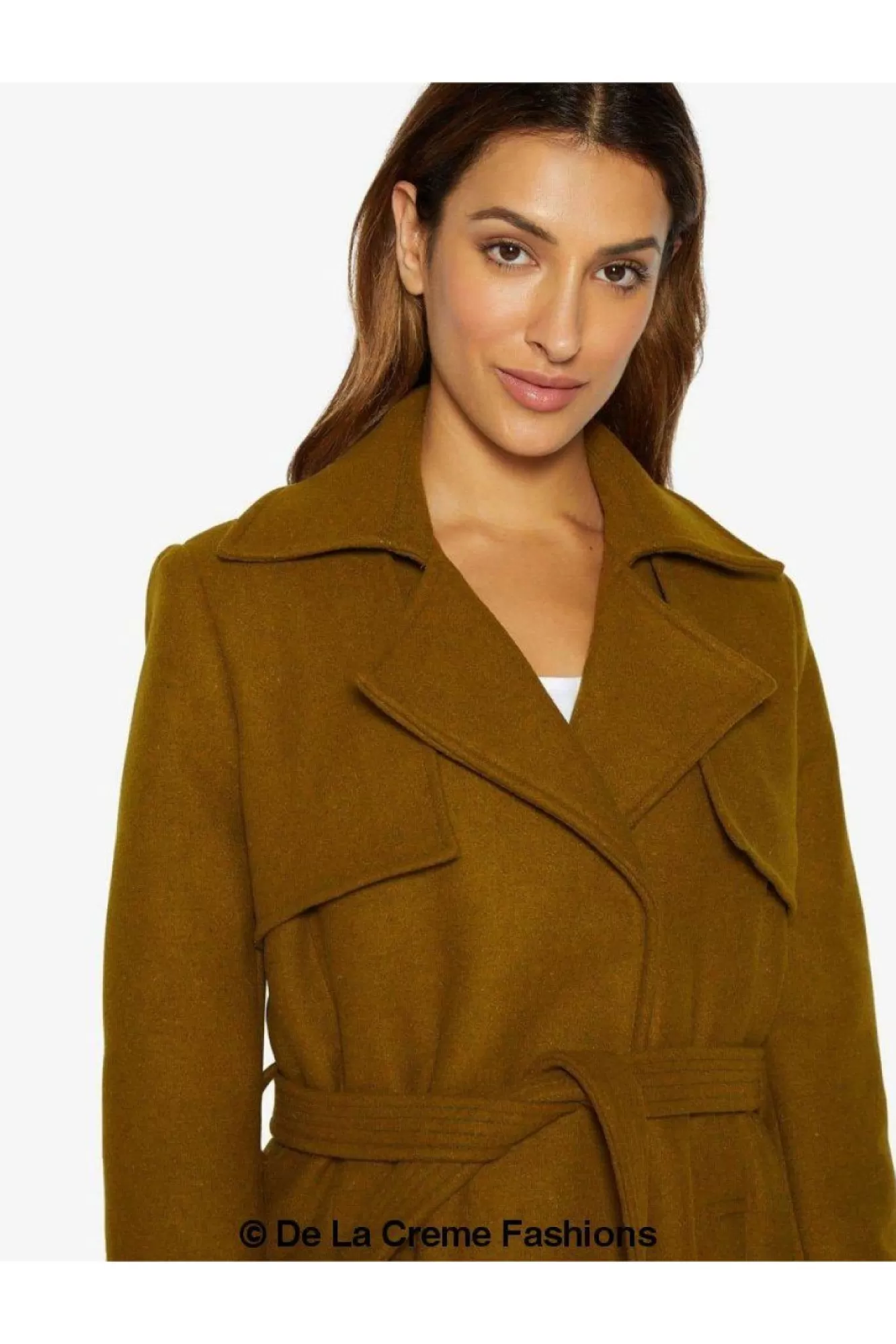 Outerwear^De La Creme Fashions Dina Lapel Collar Duster Coat With Belt