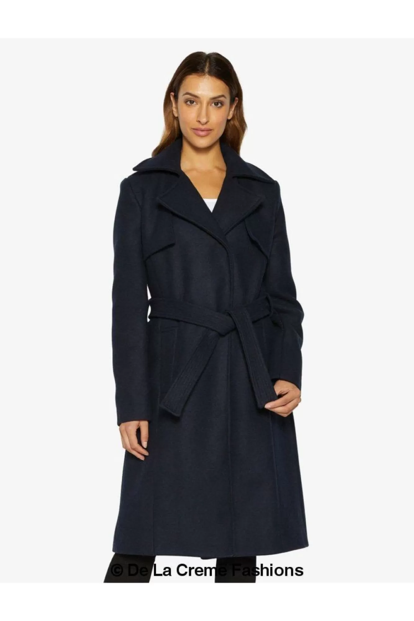 Outerwear^De La Creme Fashions Dina Lapel Collar Duster Coat With Belt