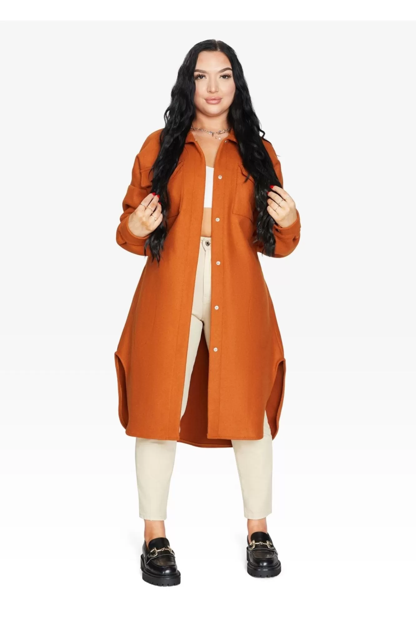 Outerwear^De La Creme Fashions Oversized Longline Shacket
