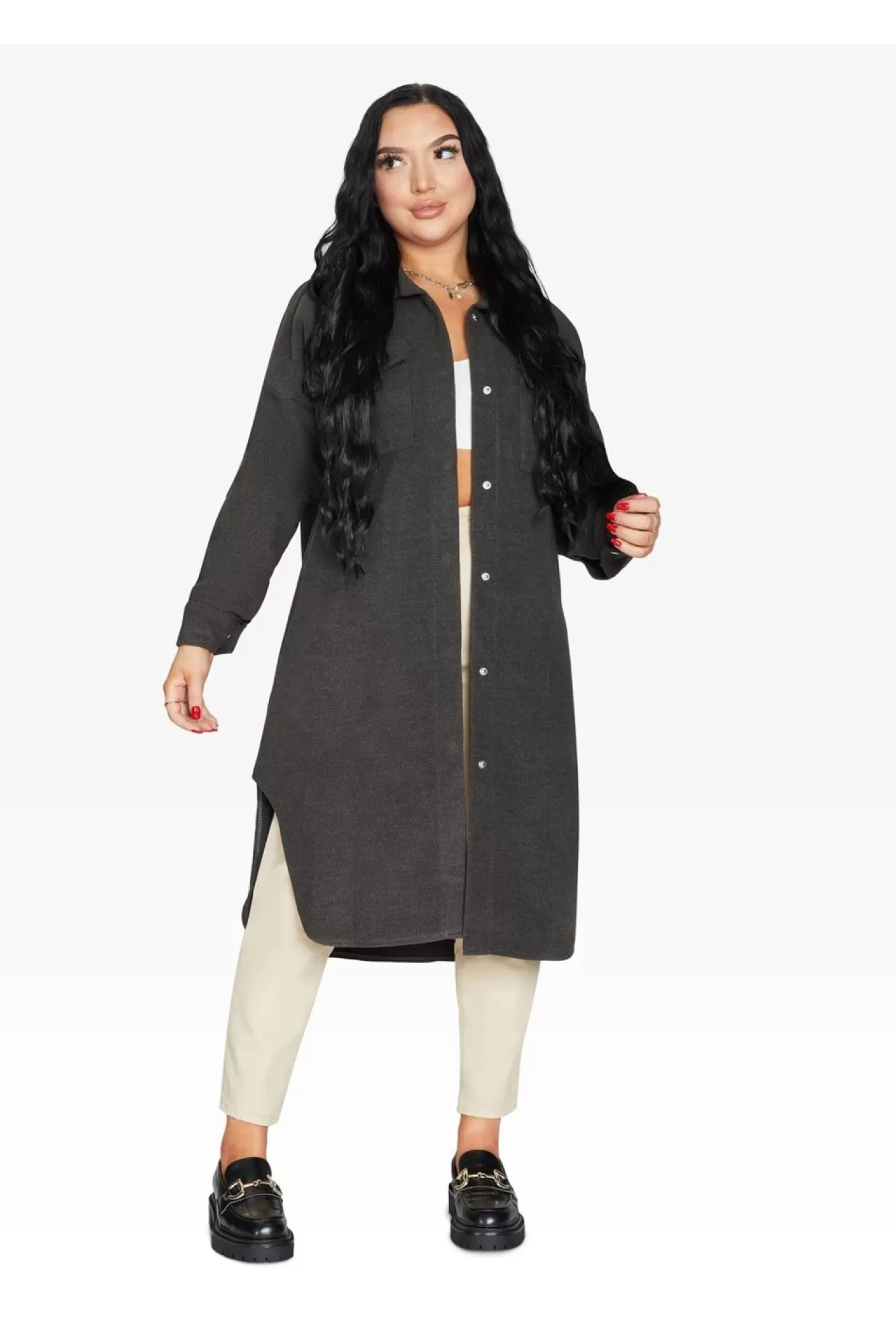 Outerwear^De La Creme Fashions Oversized Longline Shacket