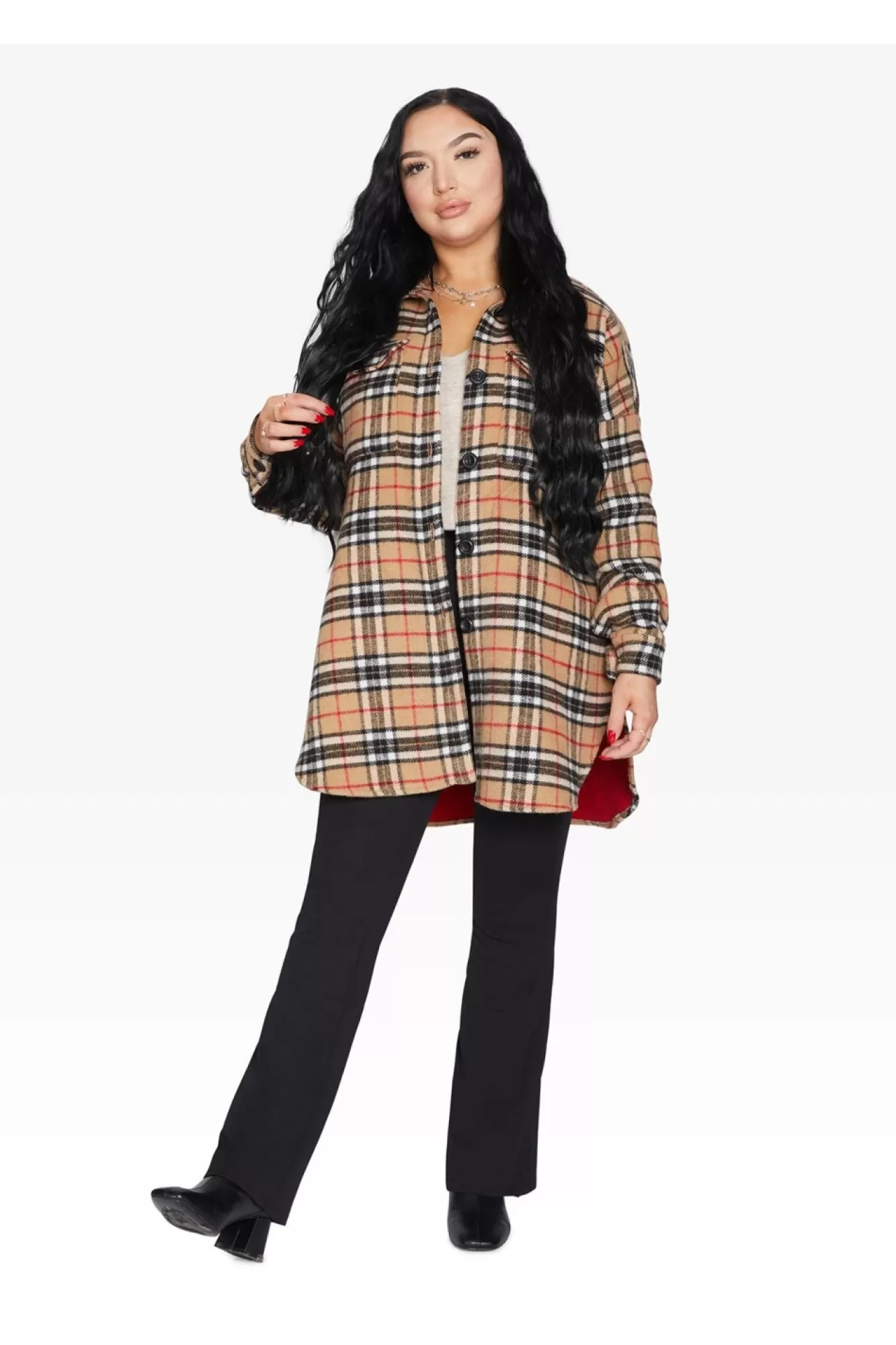 Outerwear^De La Creme Fashions Oversized Nova Check Wool Blend Shacket