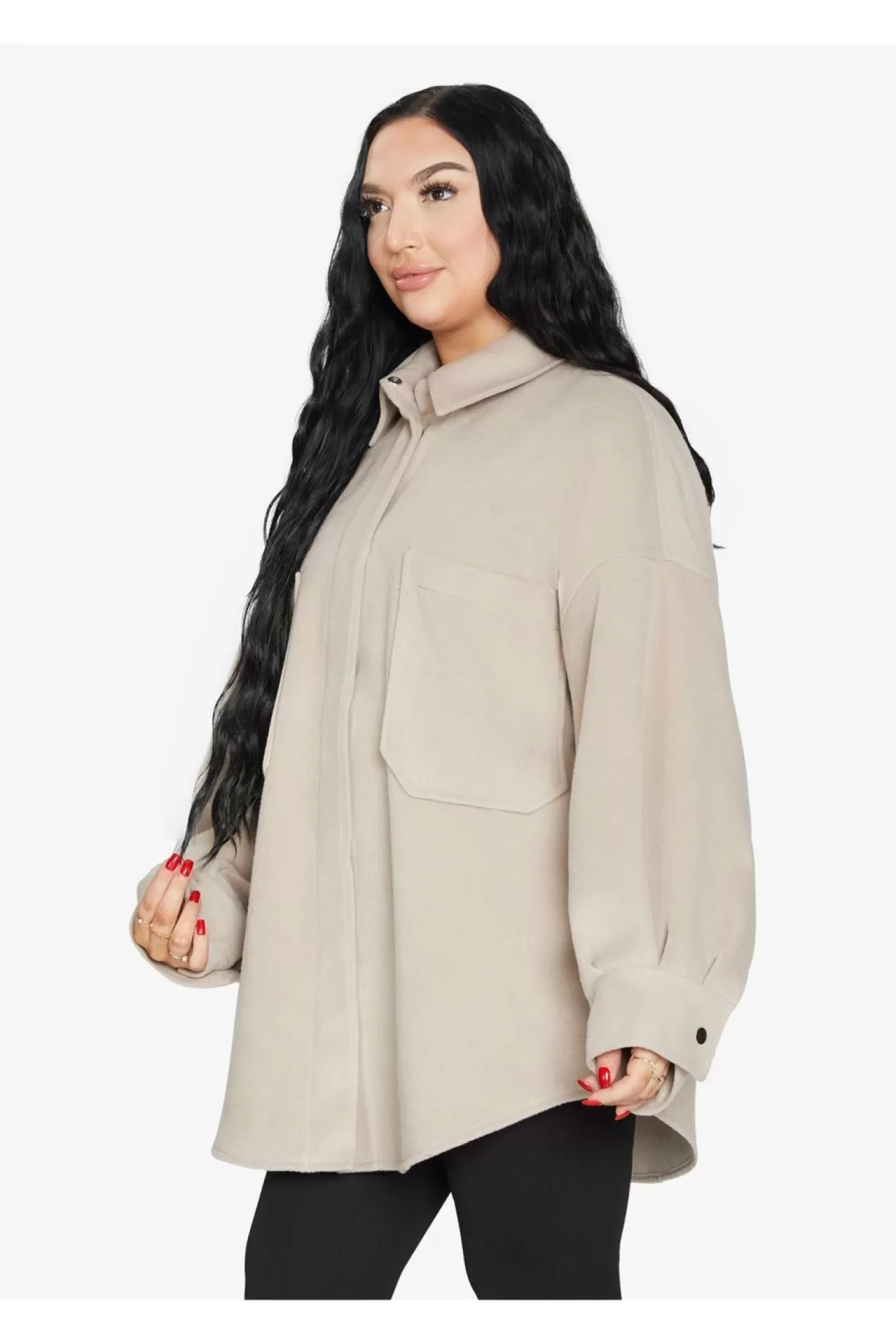 Outerwear^De La Creme Fashions Oversized Patch Pocket Shacket
