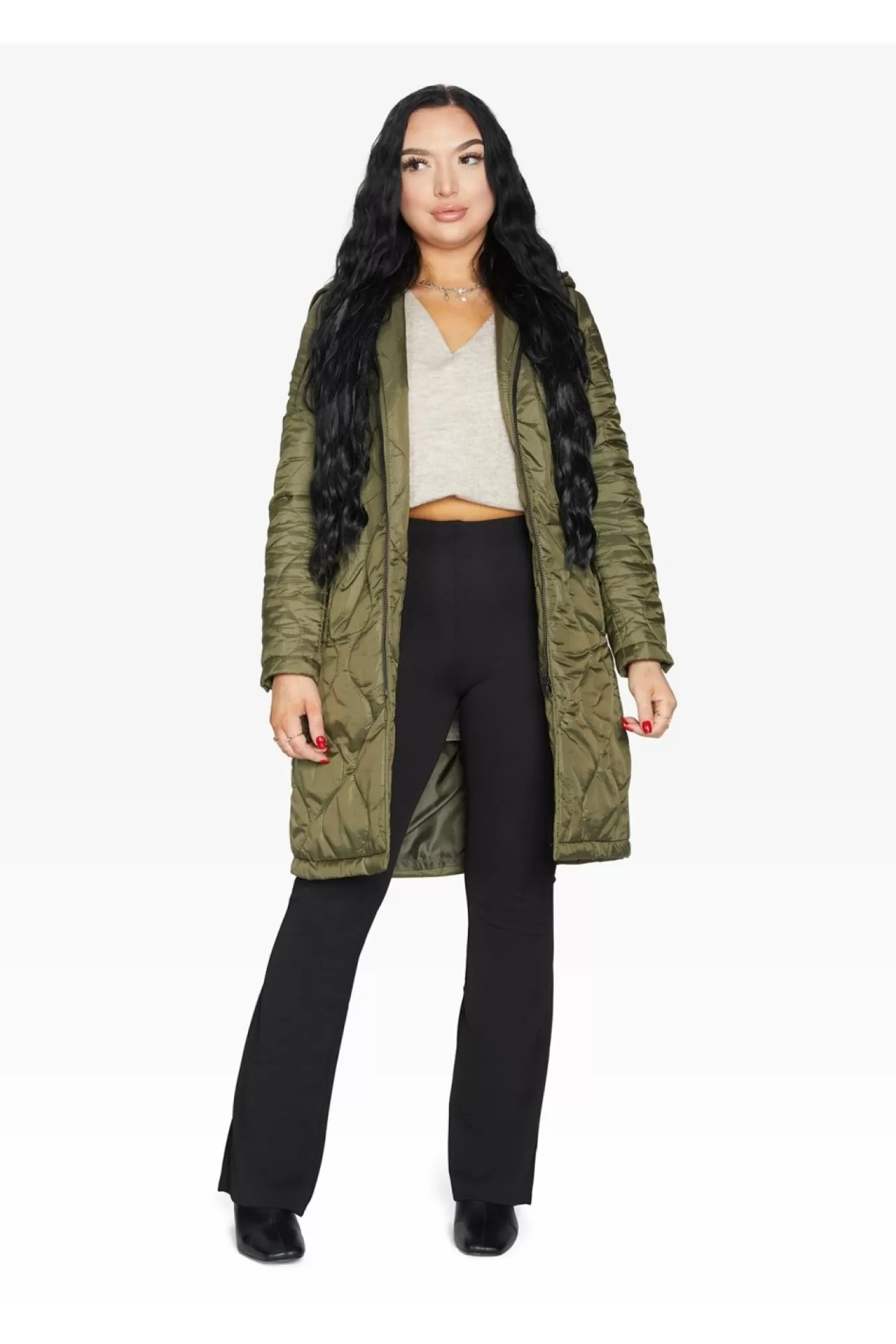 Outerwear^De La Creme Fashions Padded Quilted Down Hooded Jacket