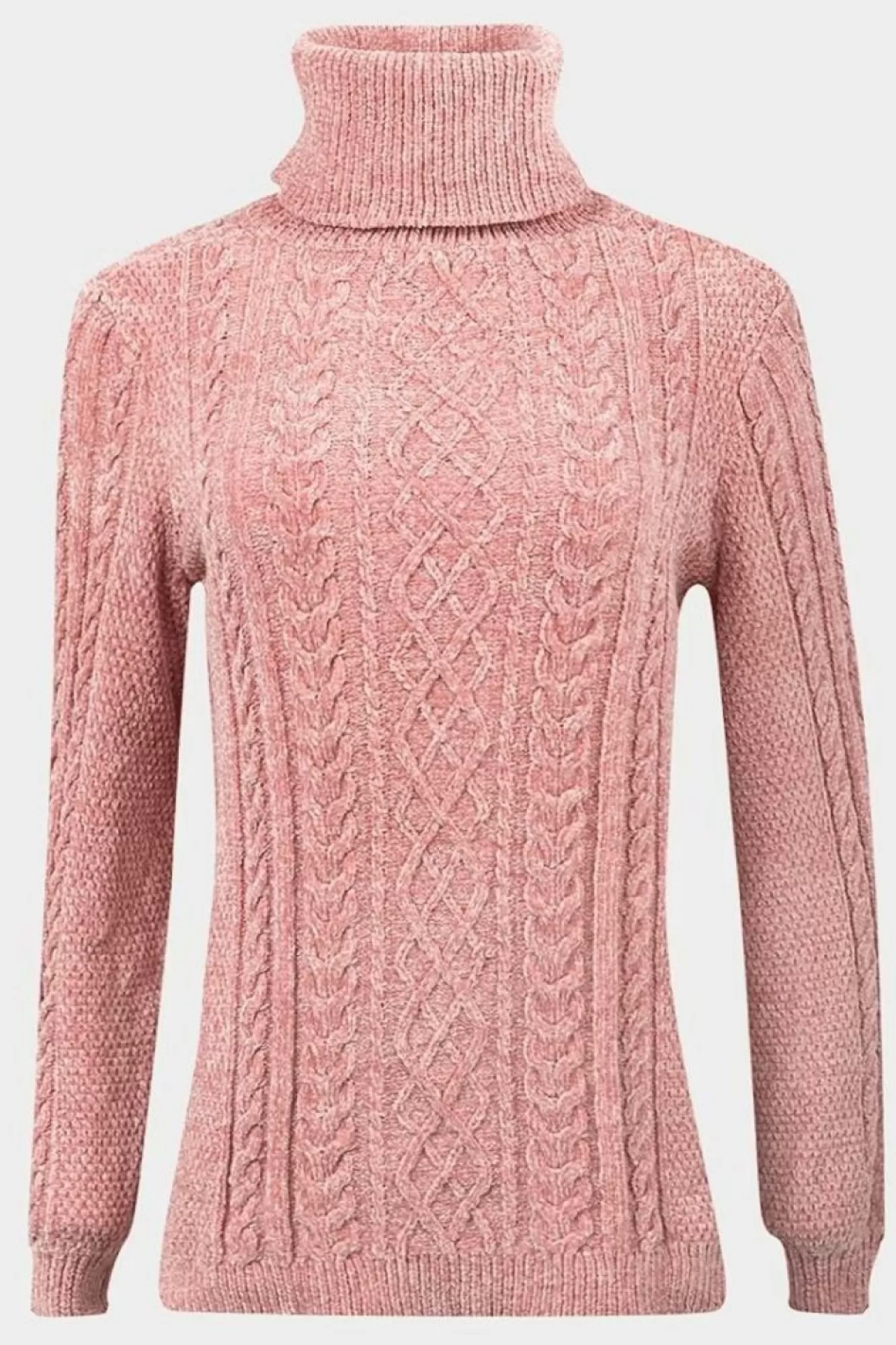 Jumpers^De La Creme Fashions Pink Roll Neck Chenille Jumper Salmonpink